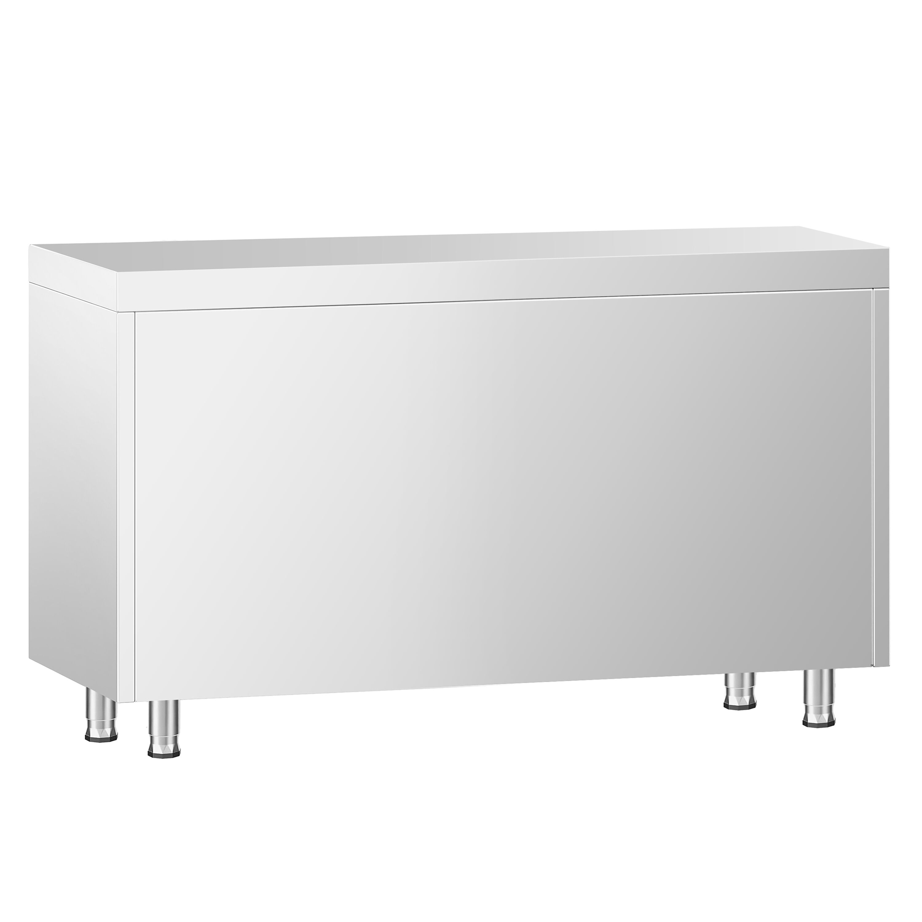 Table armoire en acier inoxydable PREMIUM - 1200x700mm - avec portes coulissantes vitrées
