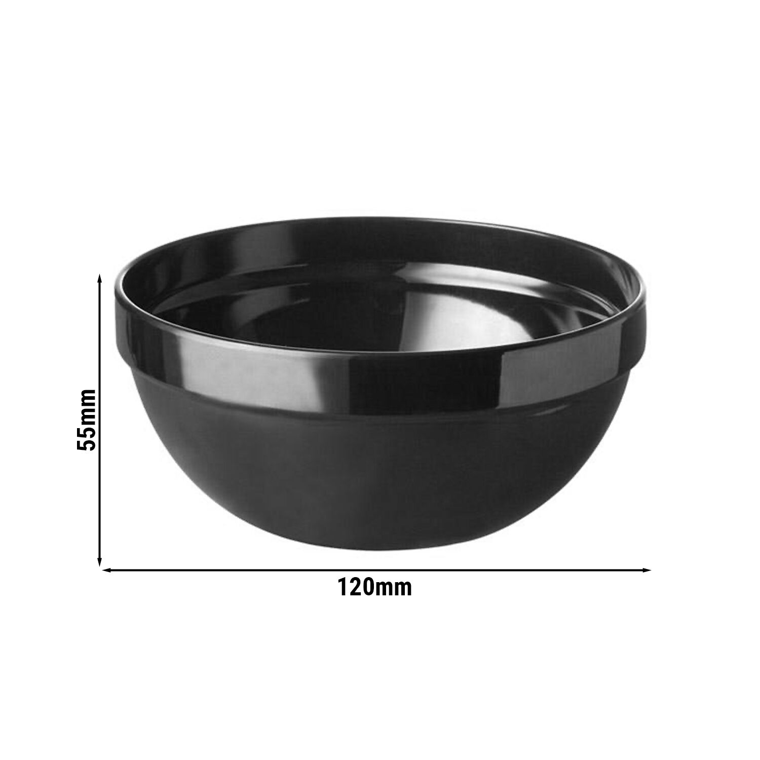 (6 pcs) Coupe - CASUAL MAXI - Mélamine - 250ml - Ø 120mm - Noir