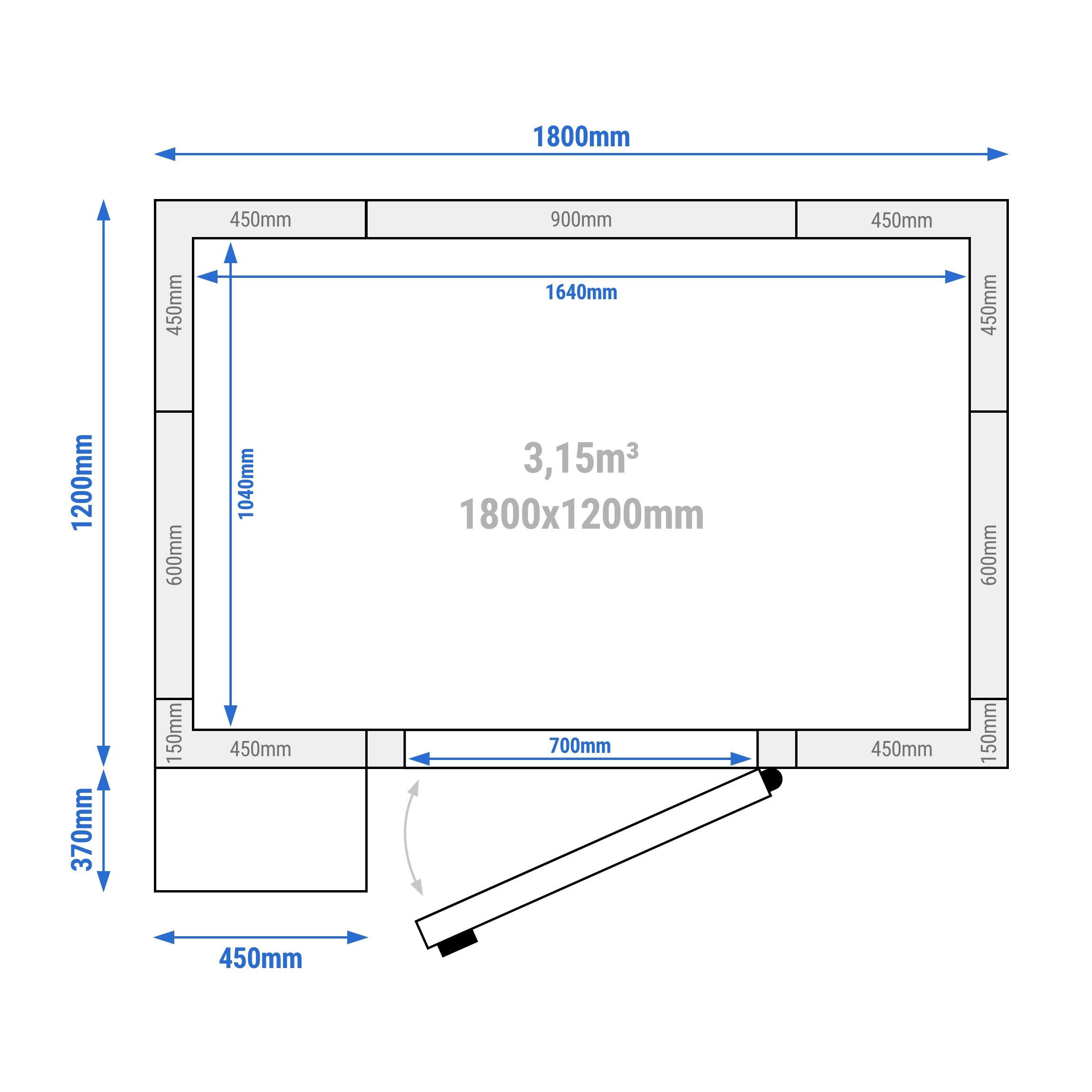 Chambre froide - 1800 x 1200 mm - 3,15 m³ - groupe frigorifique inclus