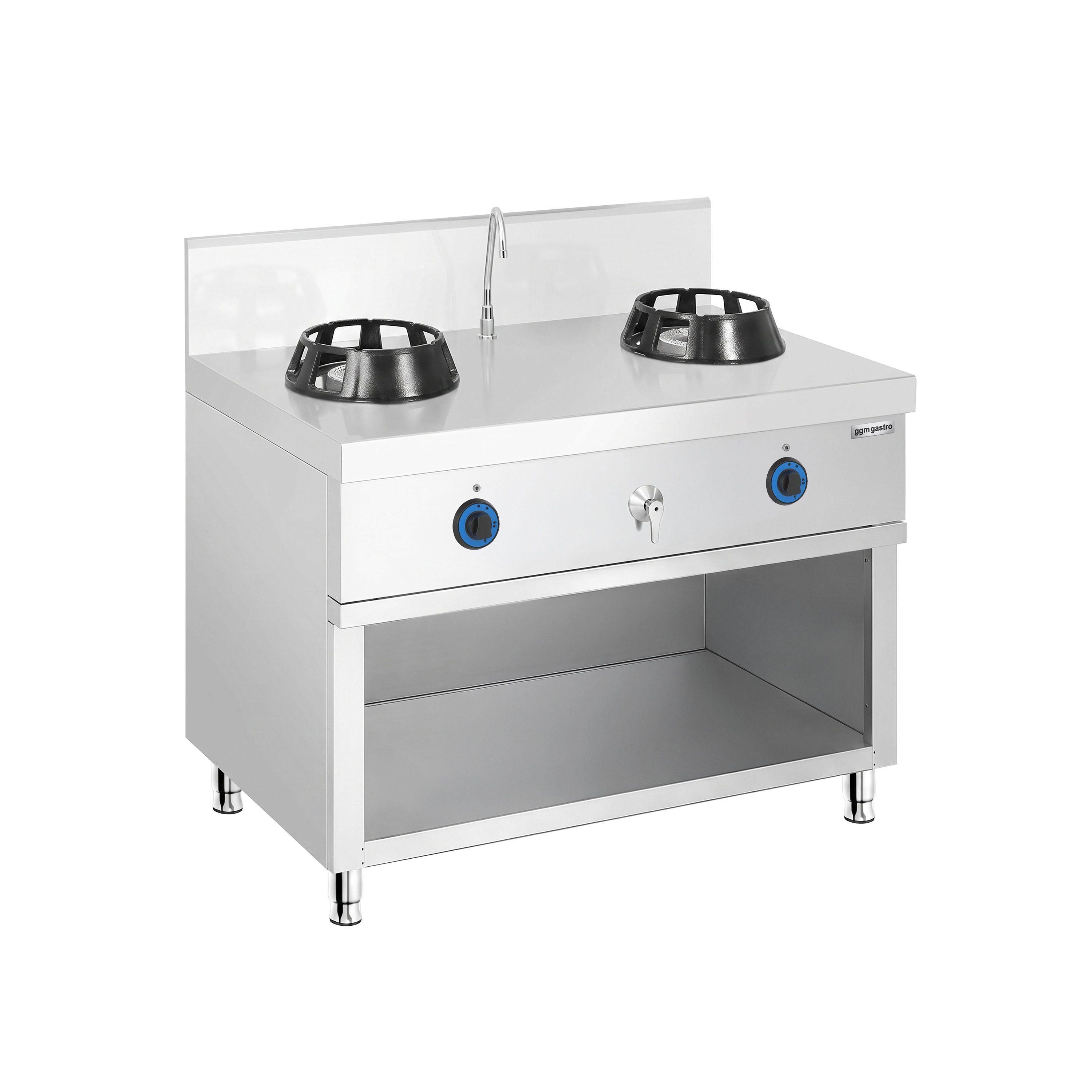 Gas woktafel - 28,0 kW - 2 branders - incl. 1 kraan