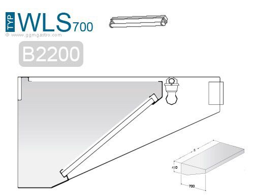 Hotte murale – 2200 mm – avec filtre et éclairage