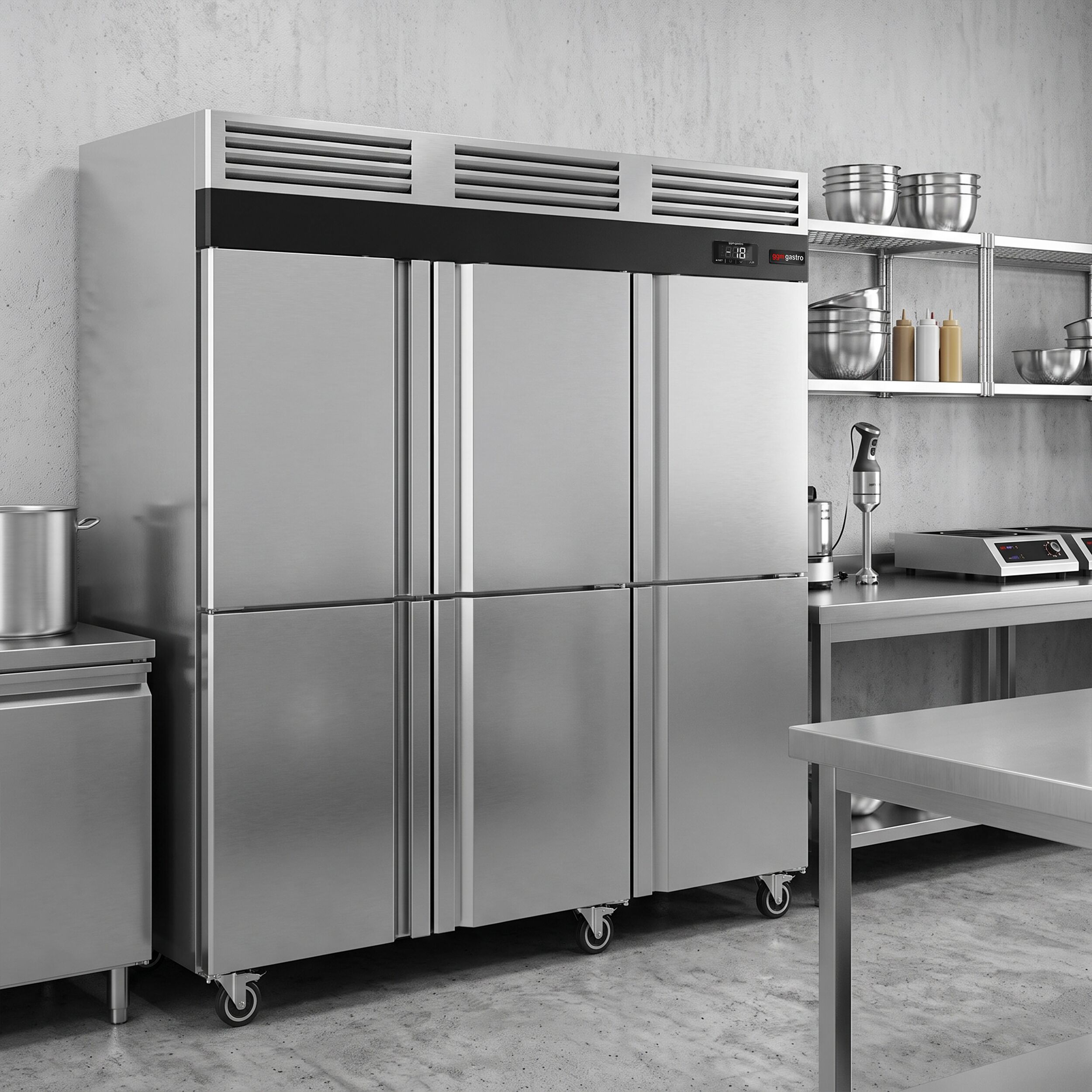 Storage freezer - Stainless steel ECO - GN 1/1 - 2500 litres - with 6 half doors