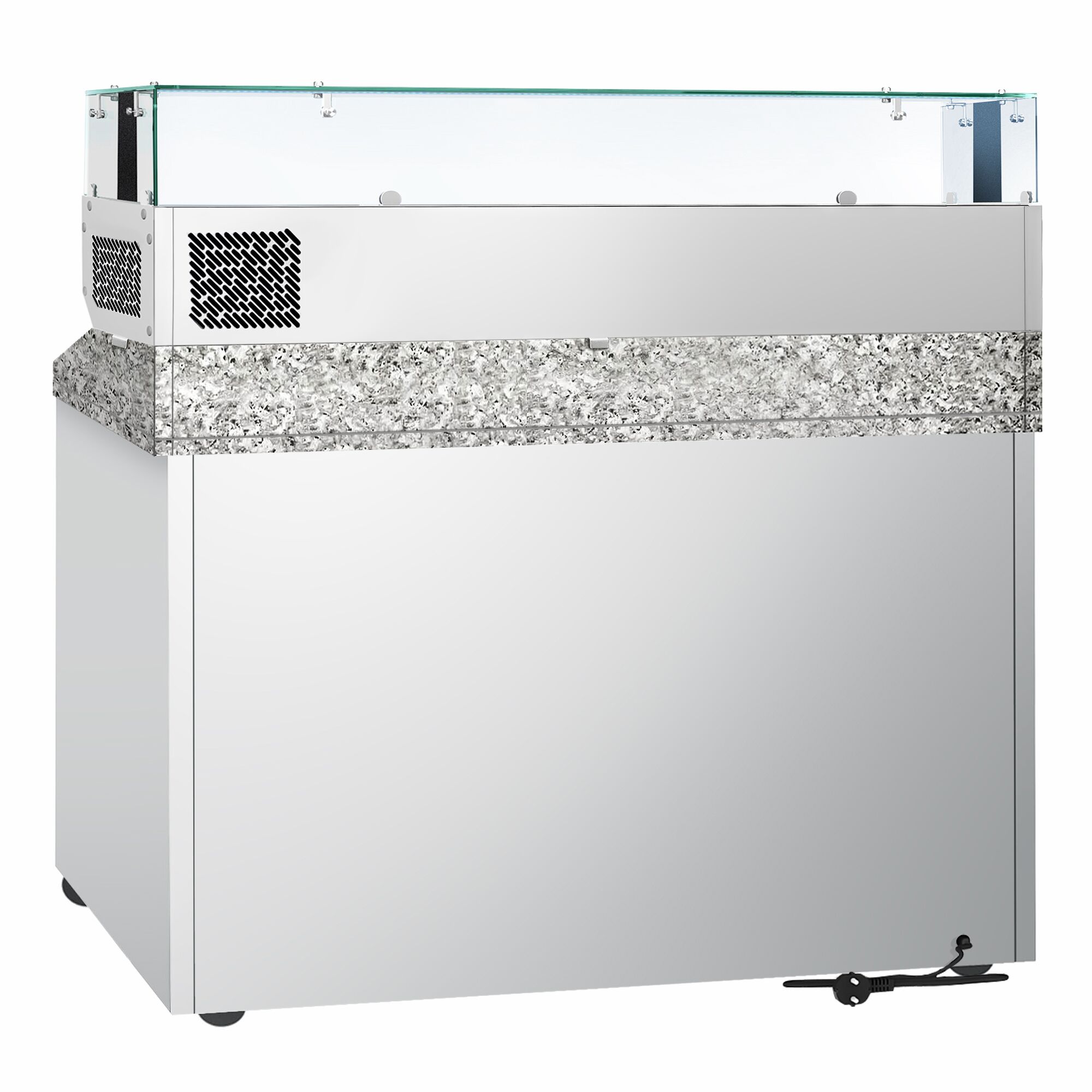 Table réfrigérée pour pizza PREMIUM - 1400 x 700 mm - 3 portes - incl. vitrine réfrigérée - 6 x GN 1/4