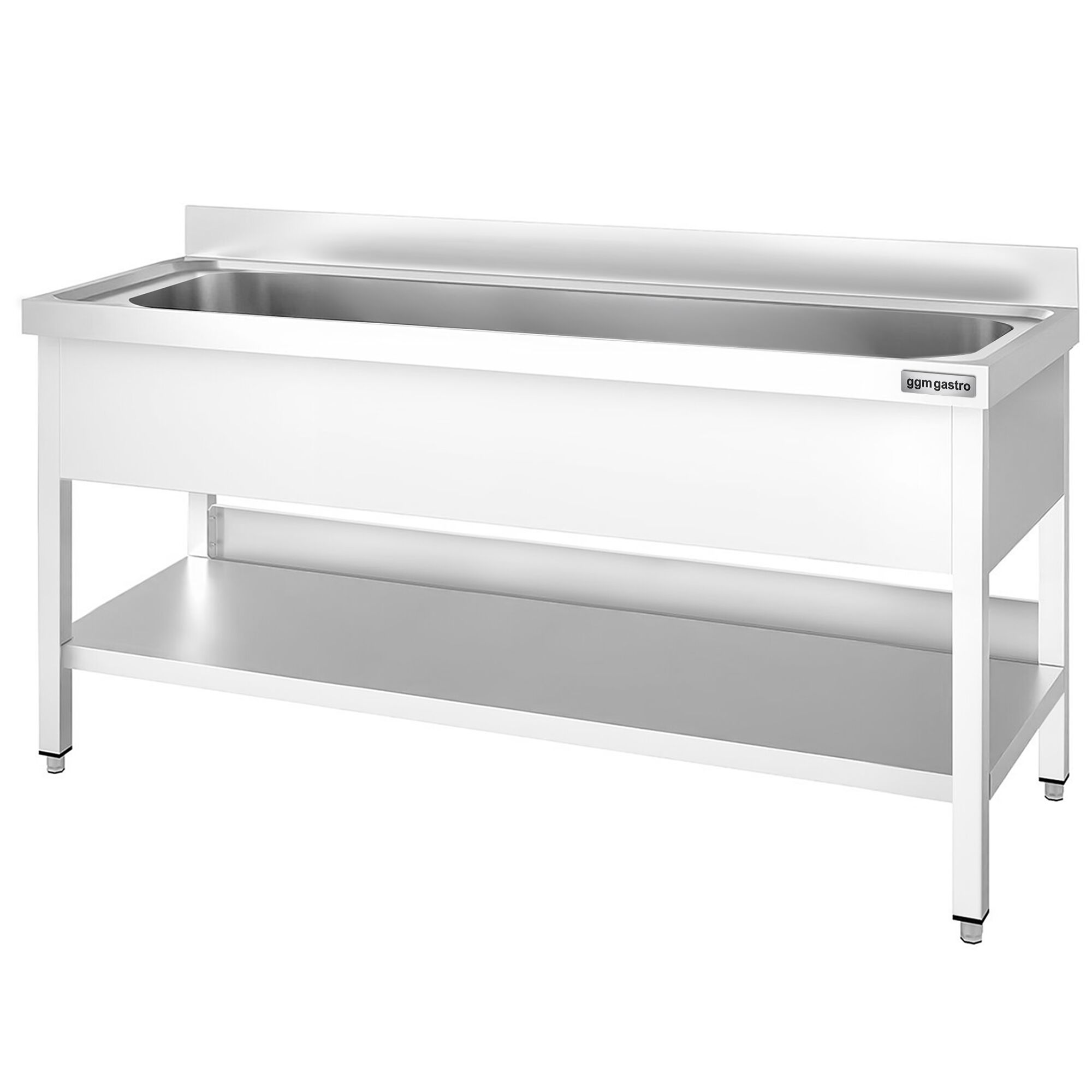 Plonge à marmites en inox PREMIUM - 2000x700mm - avec étagère basse & 1 bac