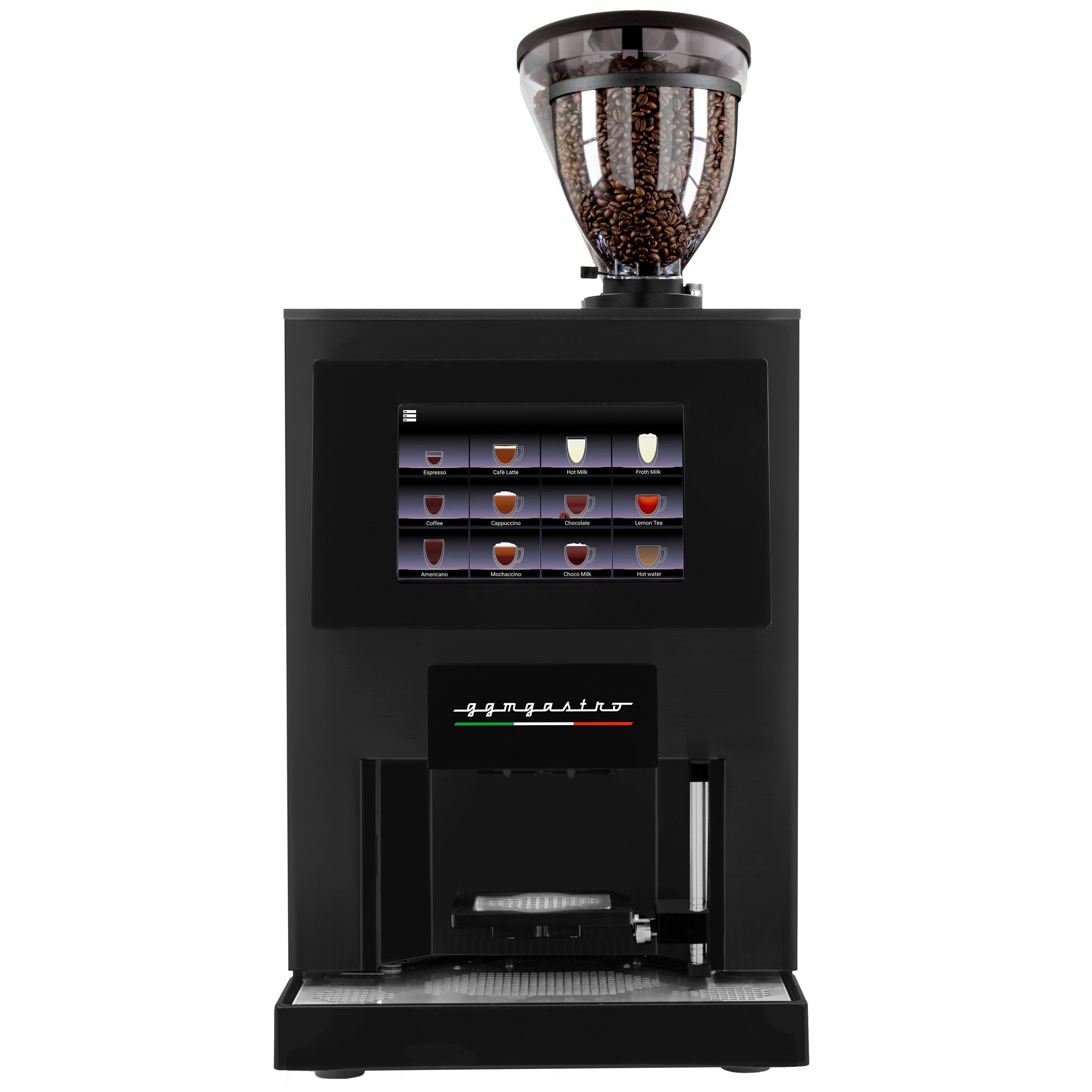 Machine à café automatique - 30 programmes - écran tactile 10 pouces - 2 réservoirs à grains & 3 compartiments à poudre - avec système de lait frais pour 2 types de lait