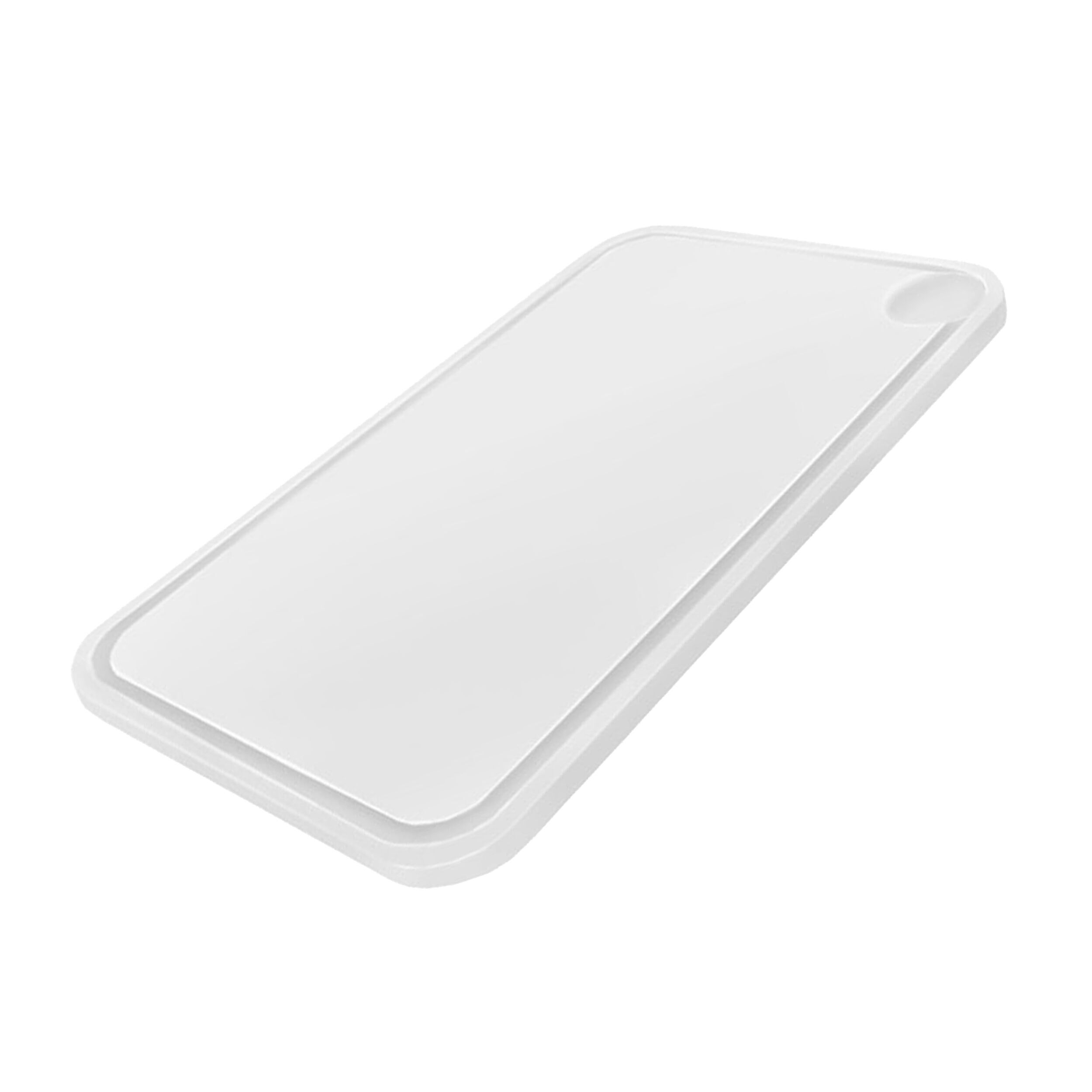 Planche à découper avec rigole à jus - 600x400mm - Épaisseur: 20mm - Conforme HACCP - Polyéthylène - Blanc
