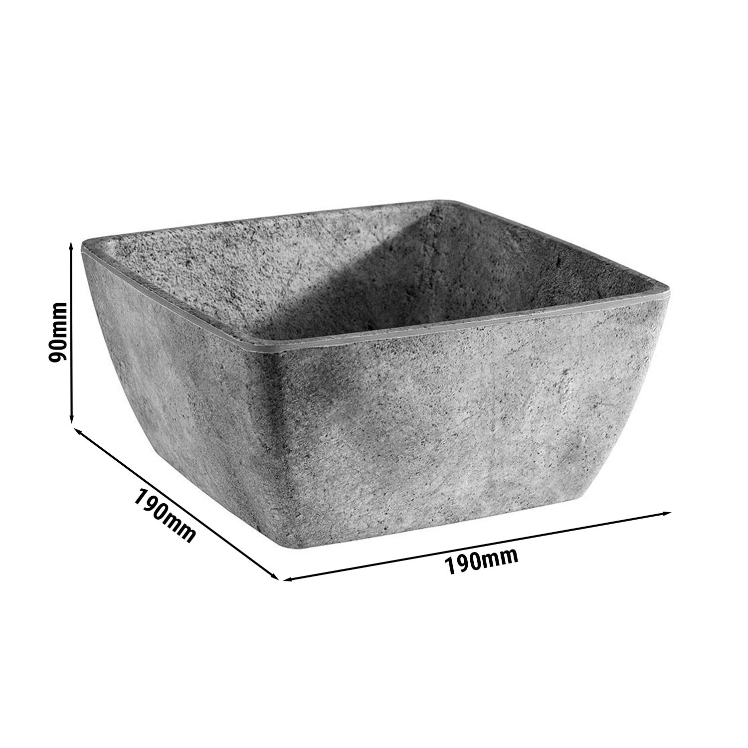 (6 pcs) Saladier - ELEMENT - Mélamine - 1,5L - carré - 190x190mm - Profondeur : 90mm - Gris - lot de 6