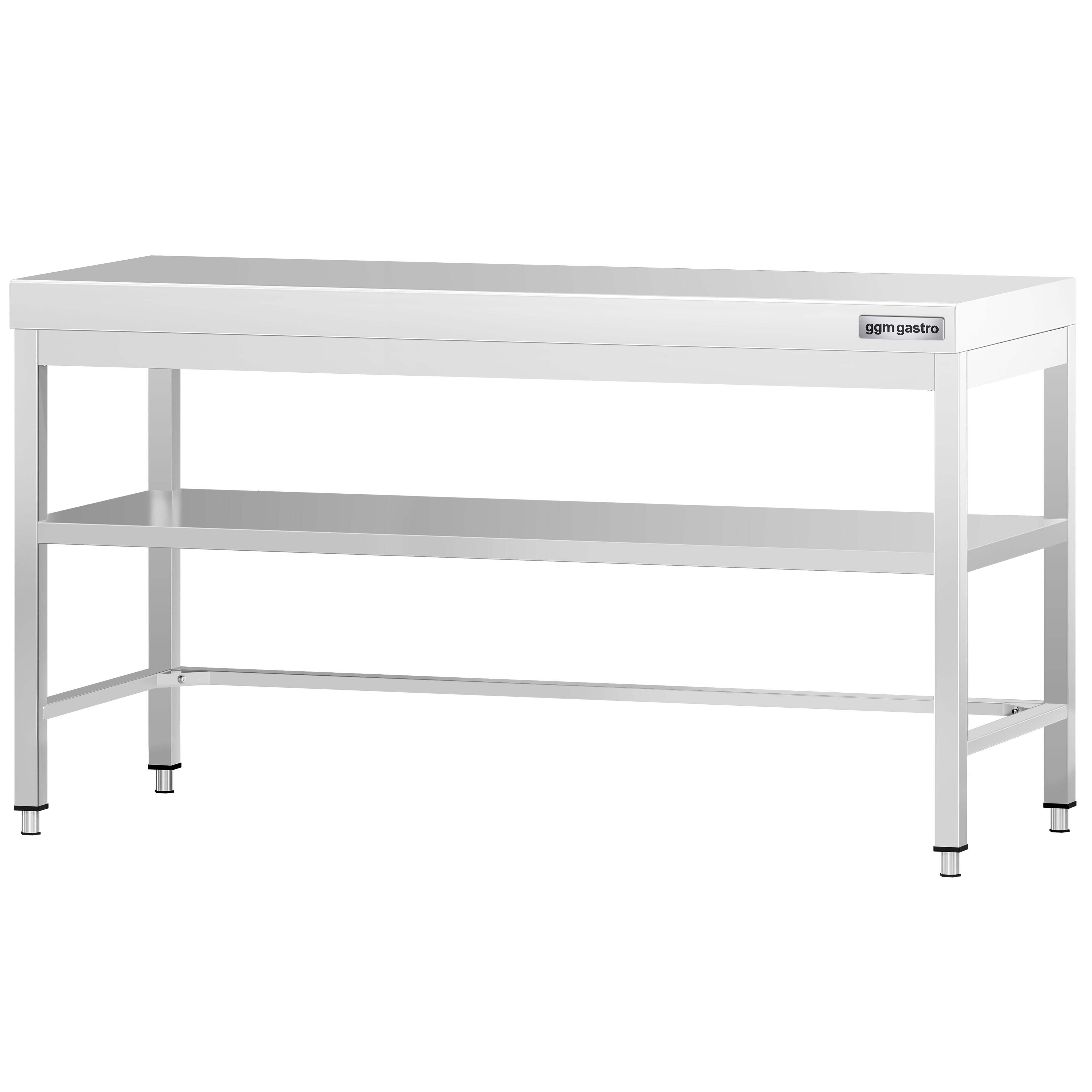 Table de travail en inox PREMIUM – 1800x800 mm – avec tablette inférieure et renforts