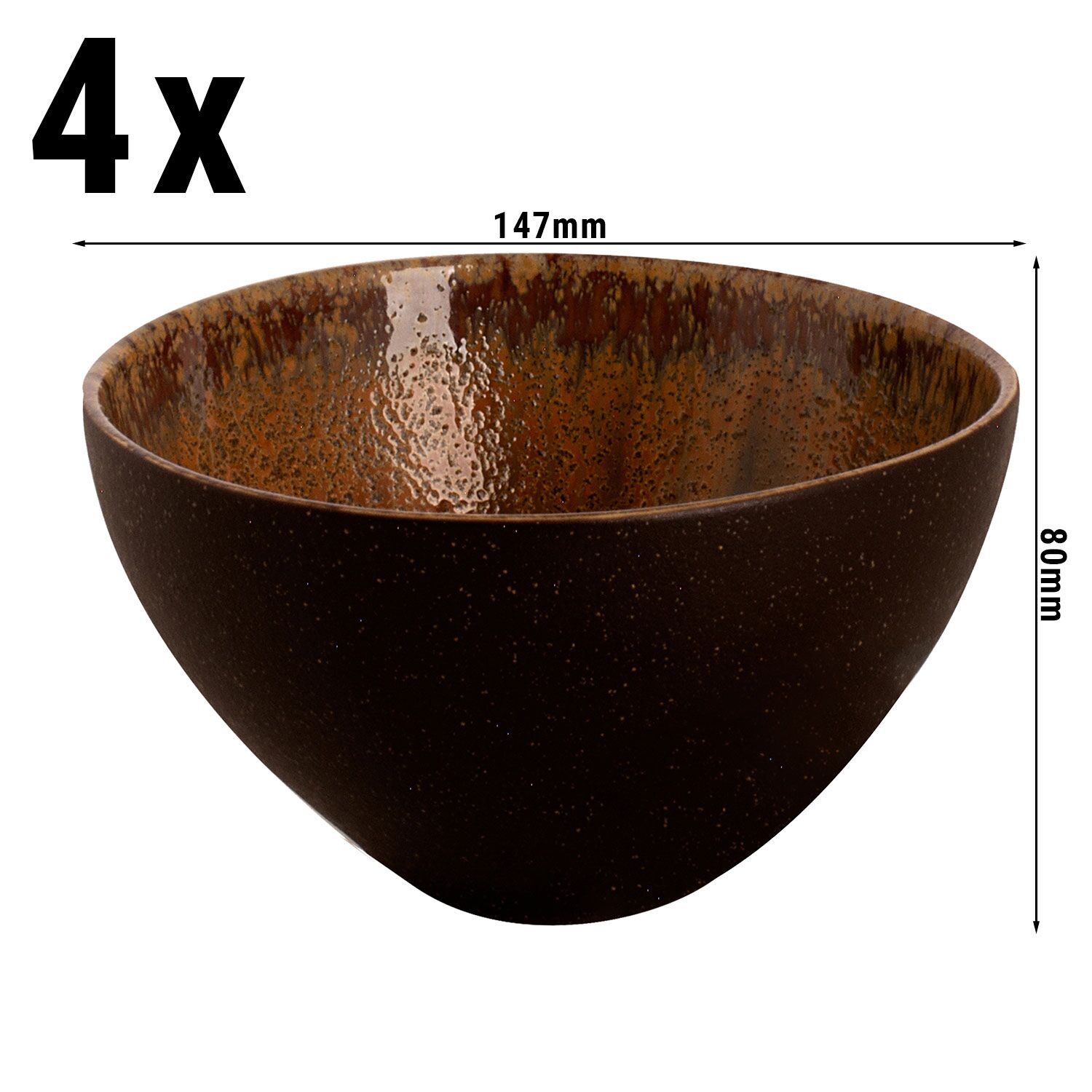 (4 pcs) Saladier CECIL - Grès/Stoneware - Ø 150mm - Brun