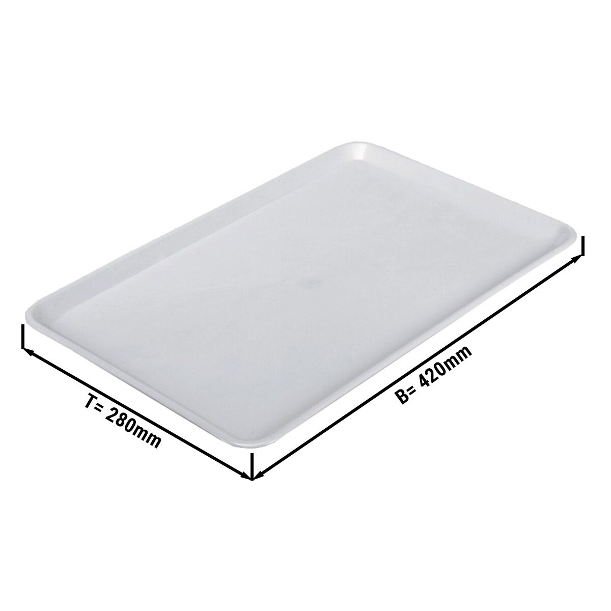 Rechteckige Präsentationsplatte - Kunststoff - 420x280x15mm - Weiß