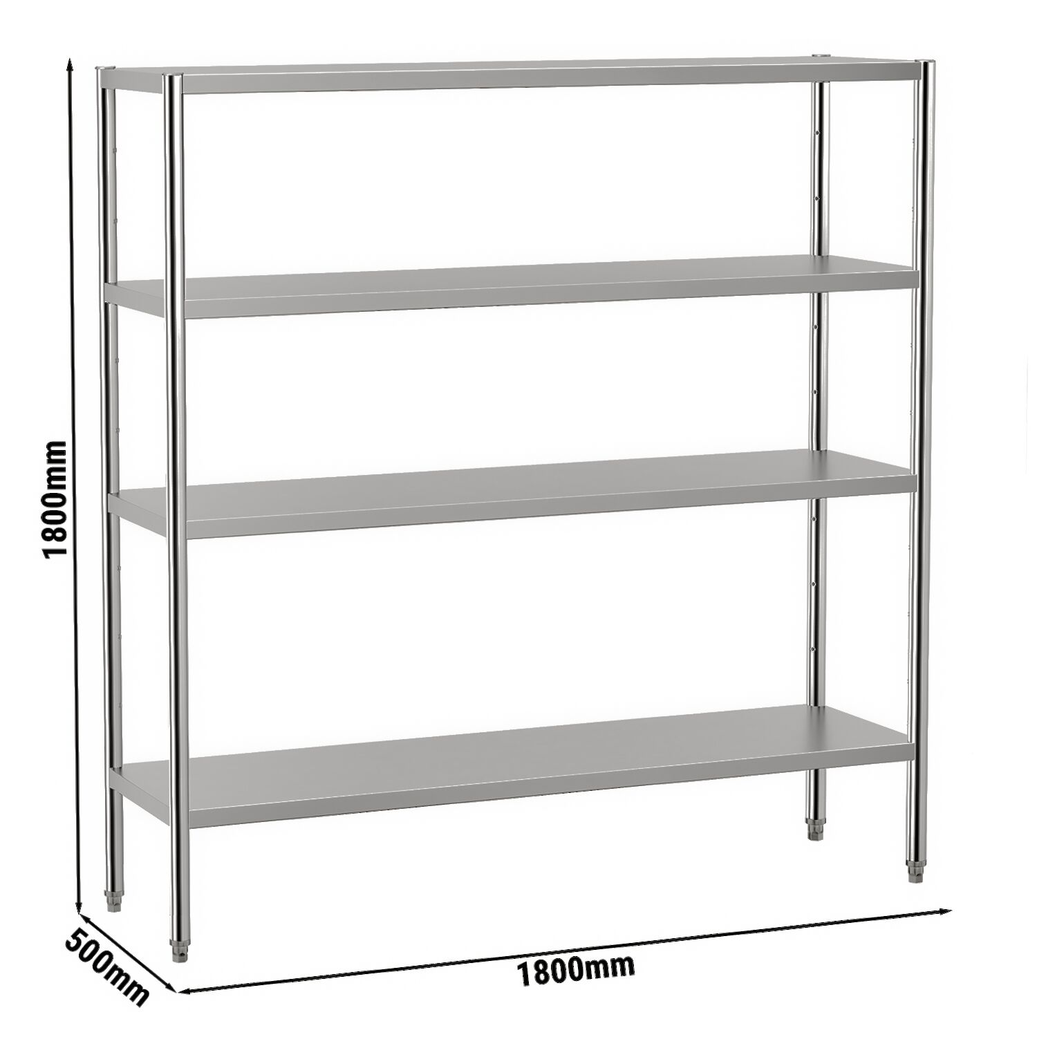 Étagère en inox ECO - 1800 x 500 mm - avec 4 étagères (réglables)