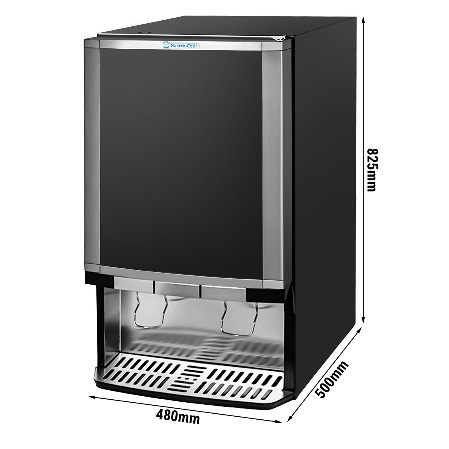 GASTRO-COOL | Dryckesdispenser (kall) - 480 mm - 65 liter - 1 glasdörr & ljusskylt i topp & LED-belysning - svart