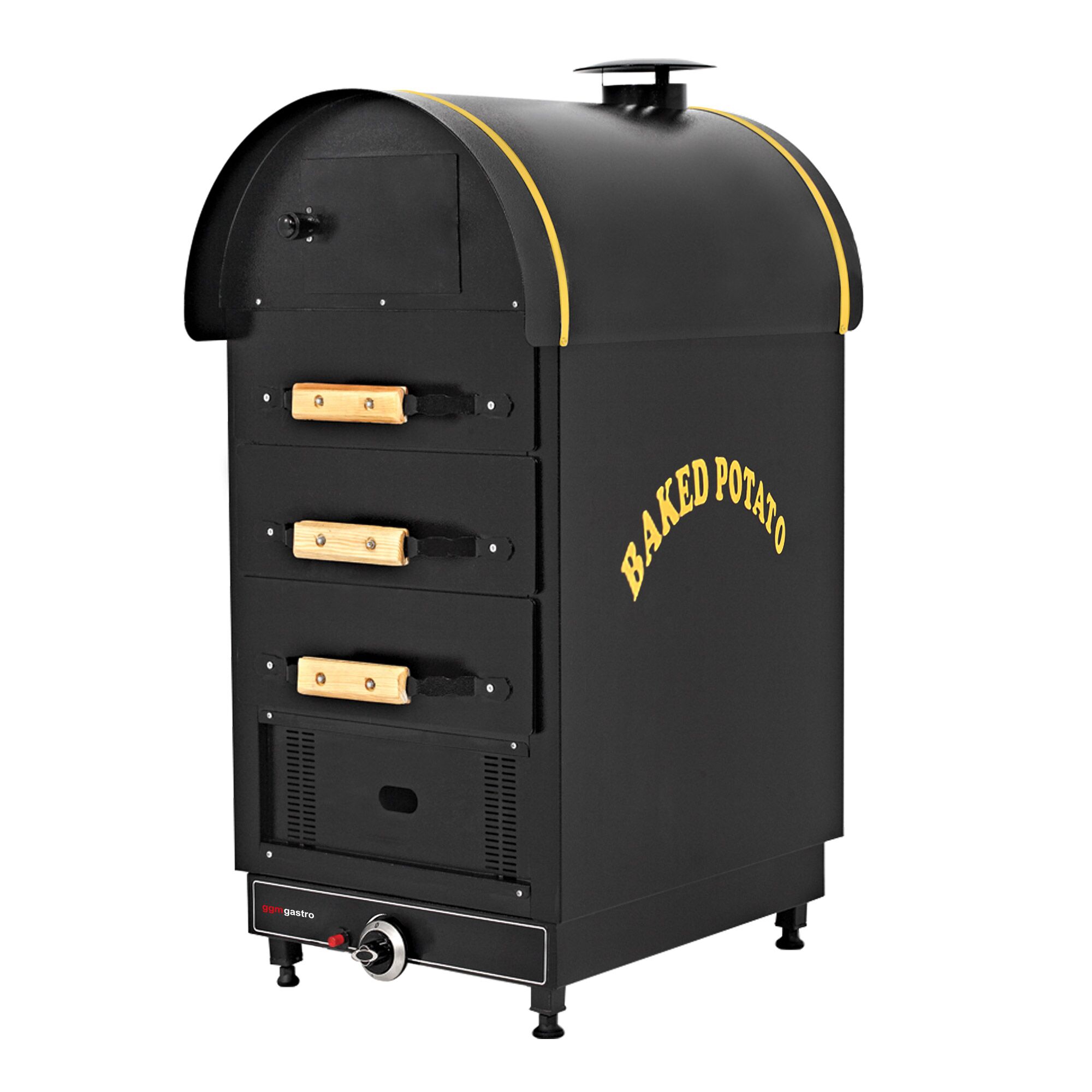 Commercial Gas Jacket Potato Oven - Manual Controls - 4.9kW - 500x1200x700mm - with 3 drawers