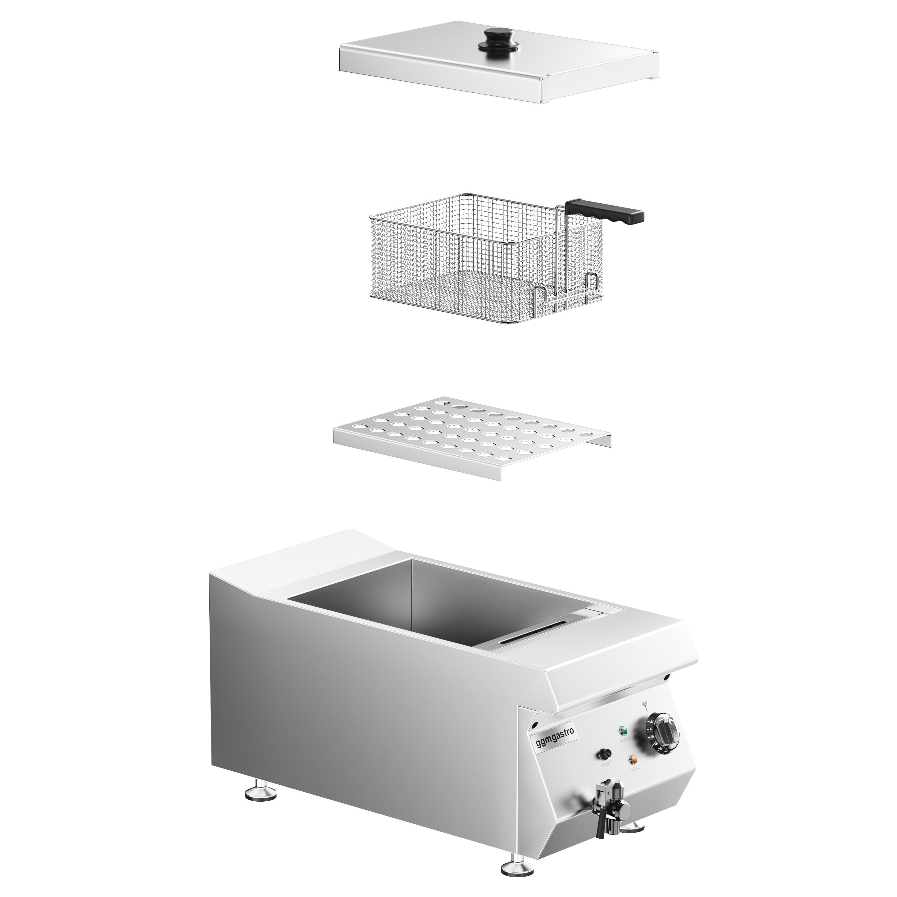 Friteuse électrique – 13 litres – 4,5 kW – avec robinet de vidange