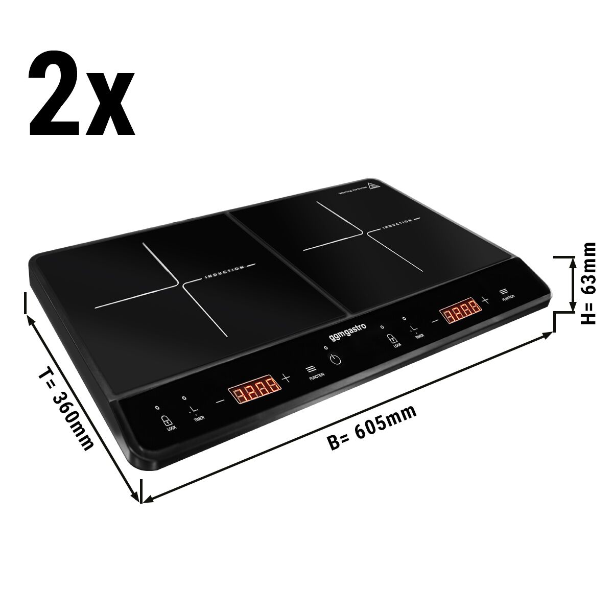 (2 pcs) Réchaud à induction à poser - 3,5kW - 2 foyers