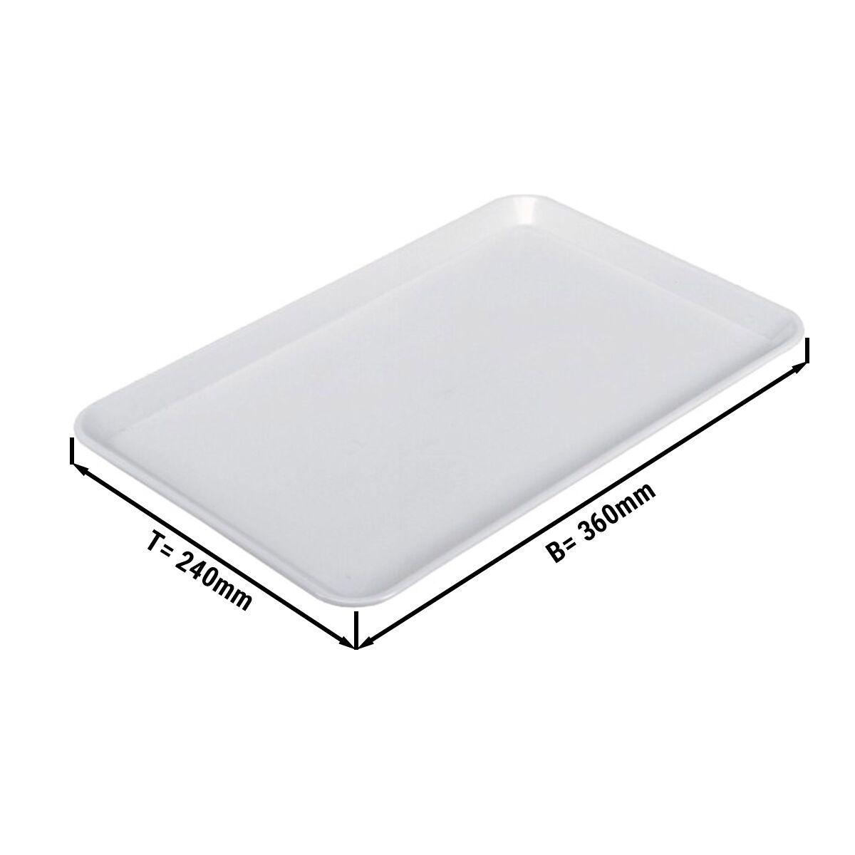 Rechteckige Präsentationsplatte - Kunststoff - 360x240x15mm - Weiß