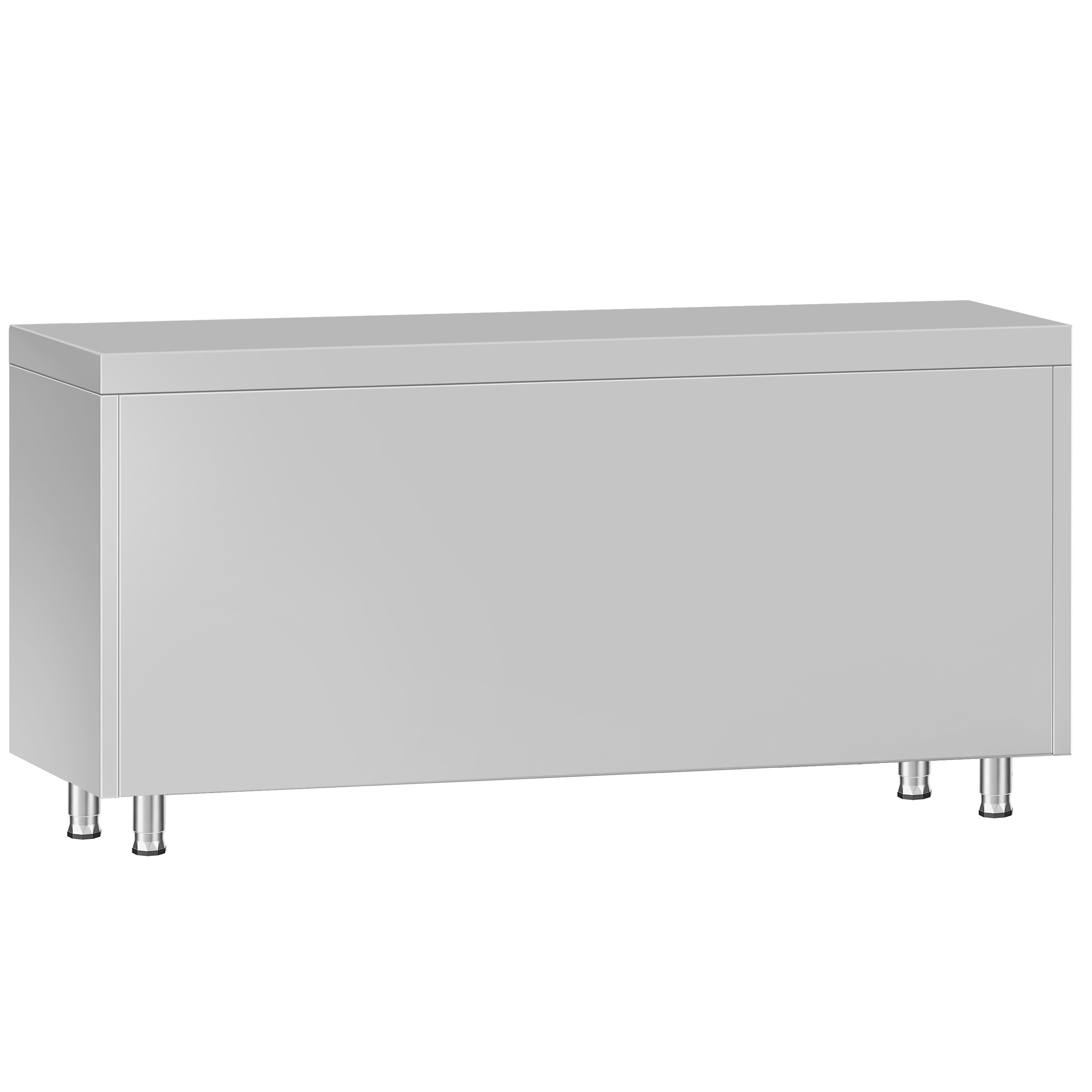 Table armoire en acier inoxydable ECO - 1600x700mm - avec portes coulissantes et 3 tiroirs à droite