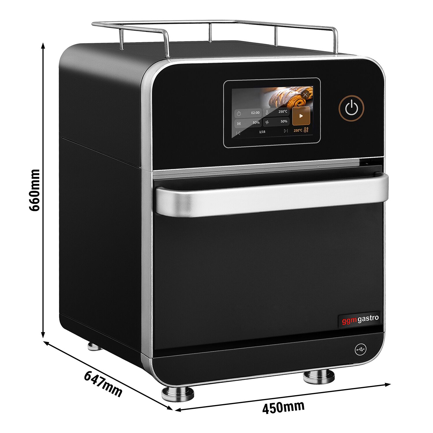 Speedofen - 3,5 kW - Schwarz - mit Heißluft & Mikrowellenfunktion - 18 Liter - 7-Zoll-Touchscreen
