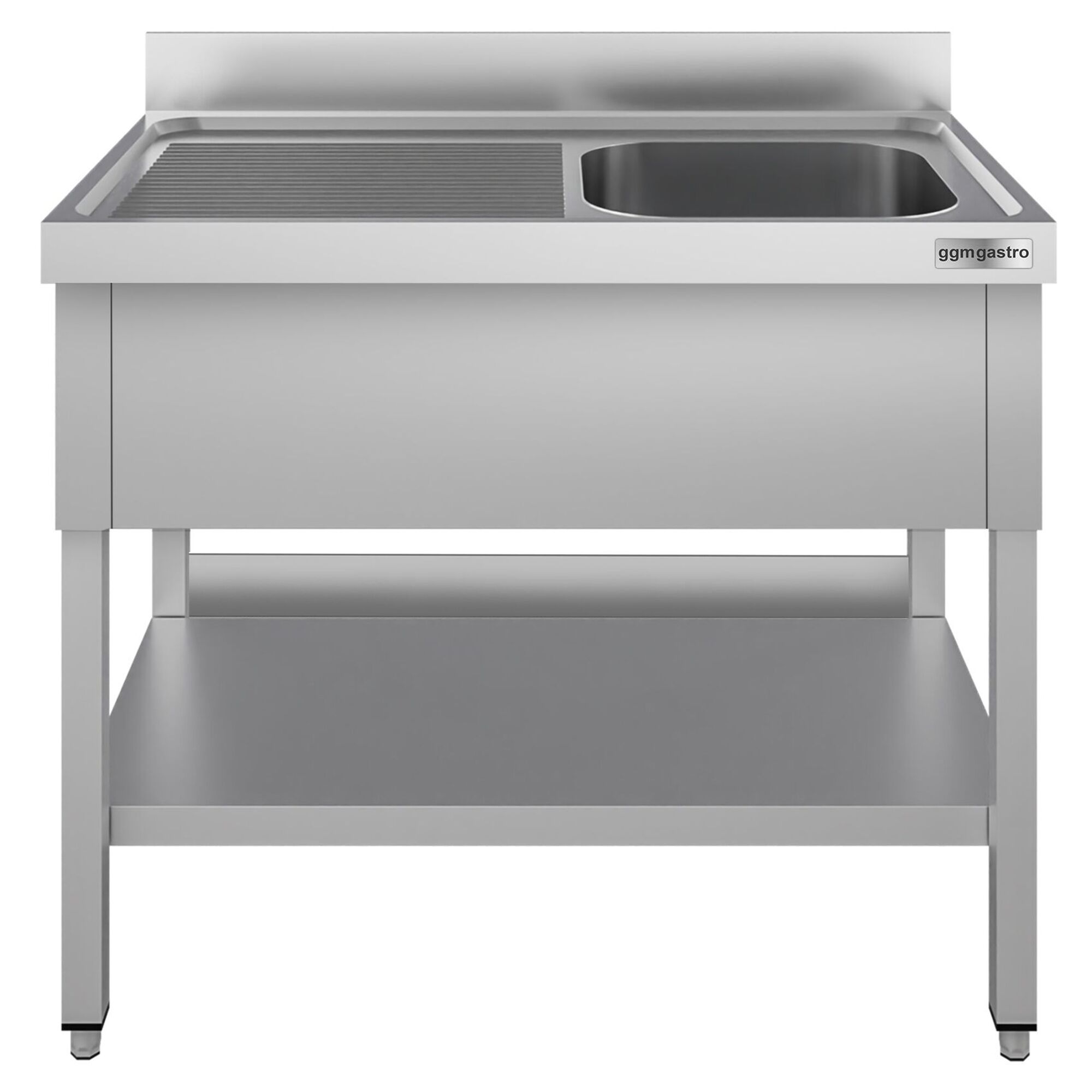 Plonge en inox ECO - 1200x700mm - avec étagère basse - 1 bac à droite