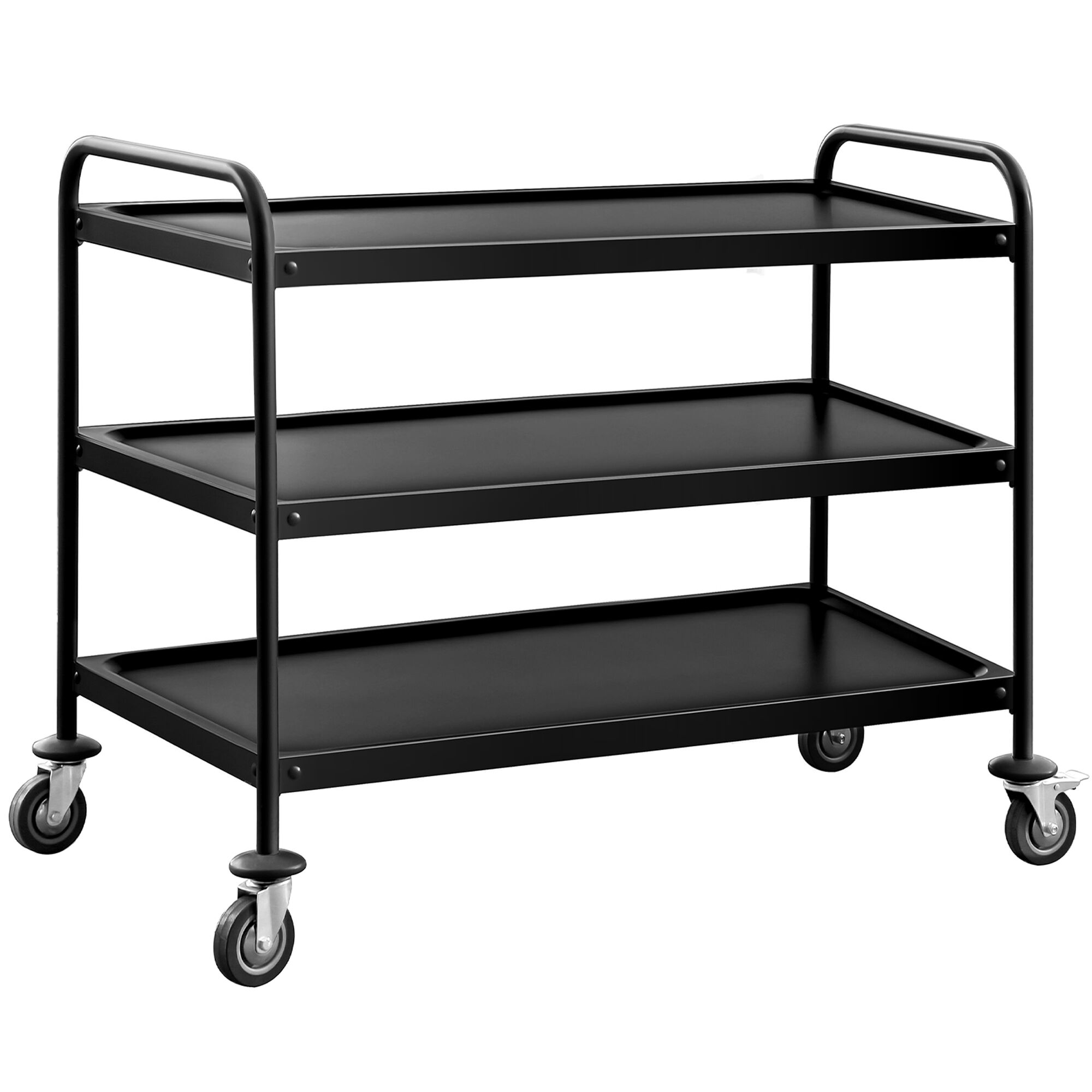 Chariot de service – 1200x600 mm – avec 3 surfaces de rangement – Noir