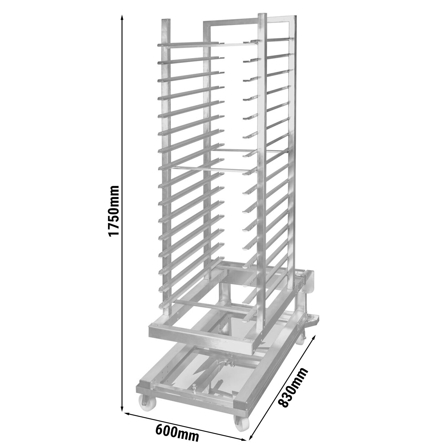 Regálový vozík s držákem plechů - pro 16x EN 600x400 - pro BB1646GW-TP