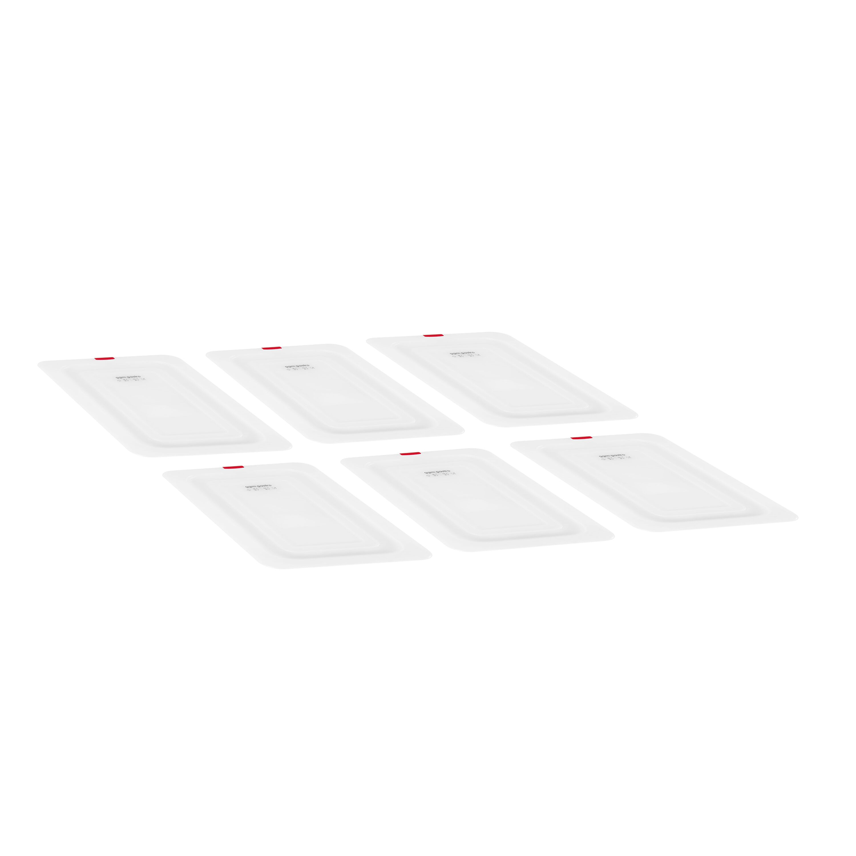 (6 pièces) Couvercle GN en Polypropylène 1/4 - Transparent - 265 x 162 mm - Hauteur: 14 mm