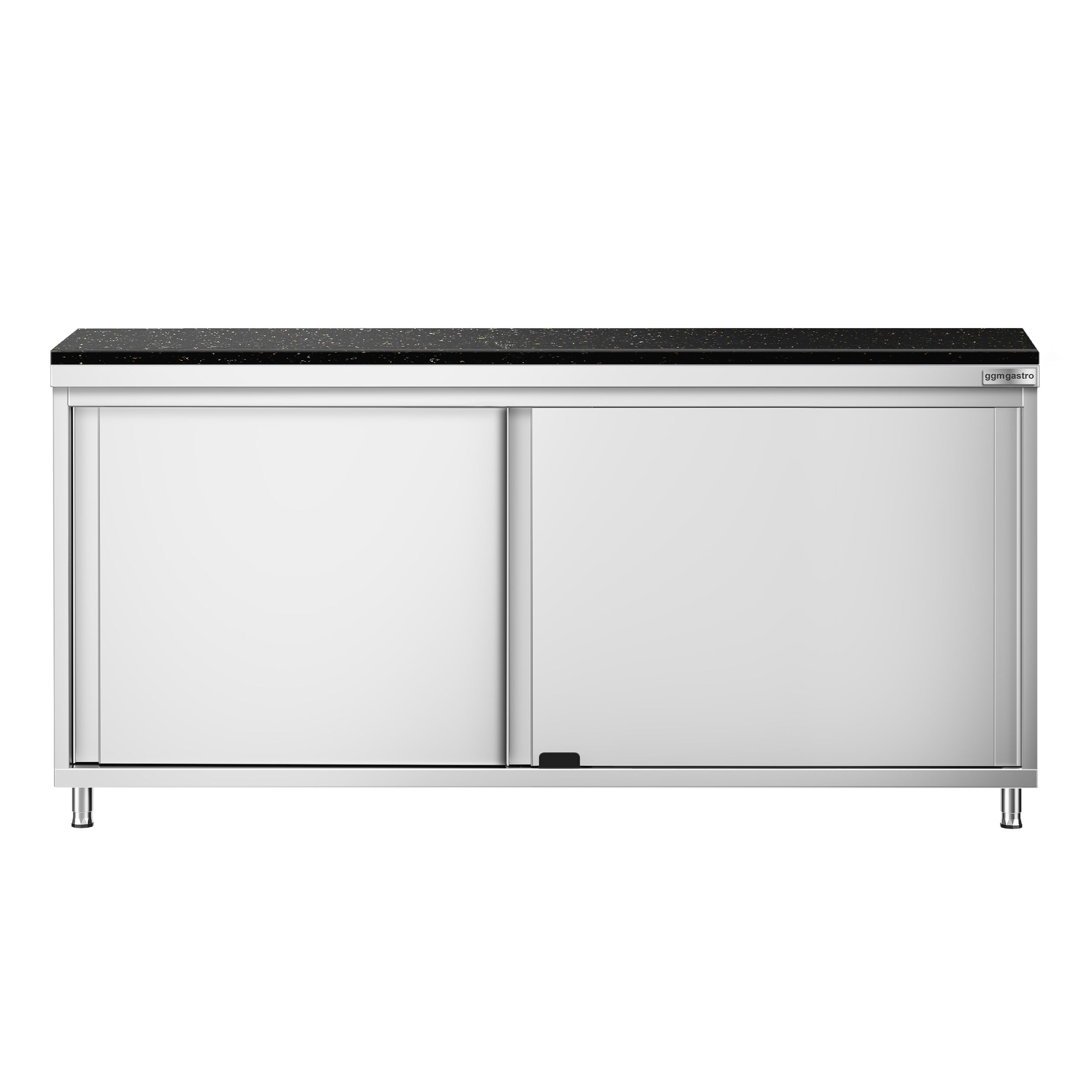 Roestvrijstalen werkkast PREMIUM - 1800 x 700 mm - met schuifdeur - incl. granieten werkblad