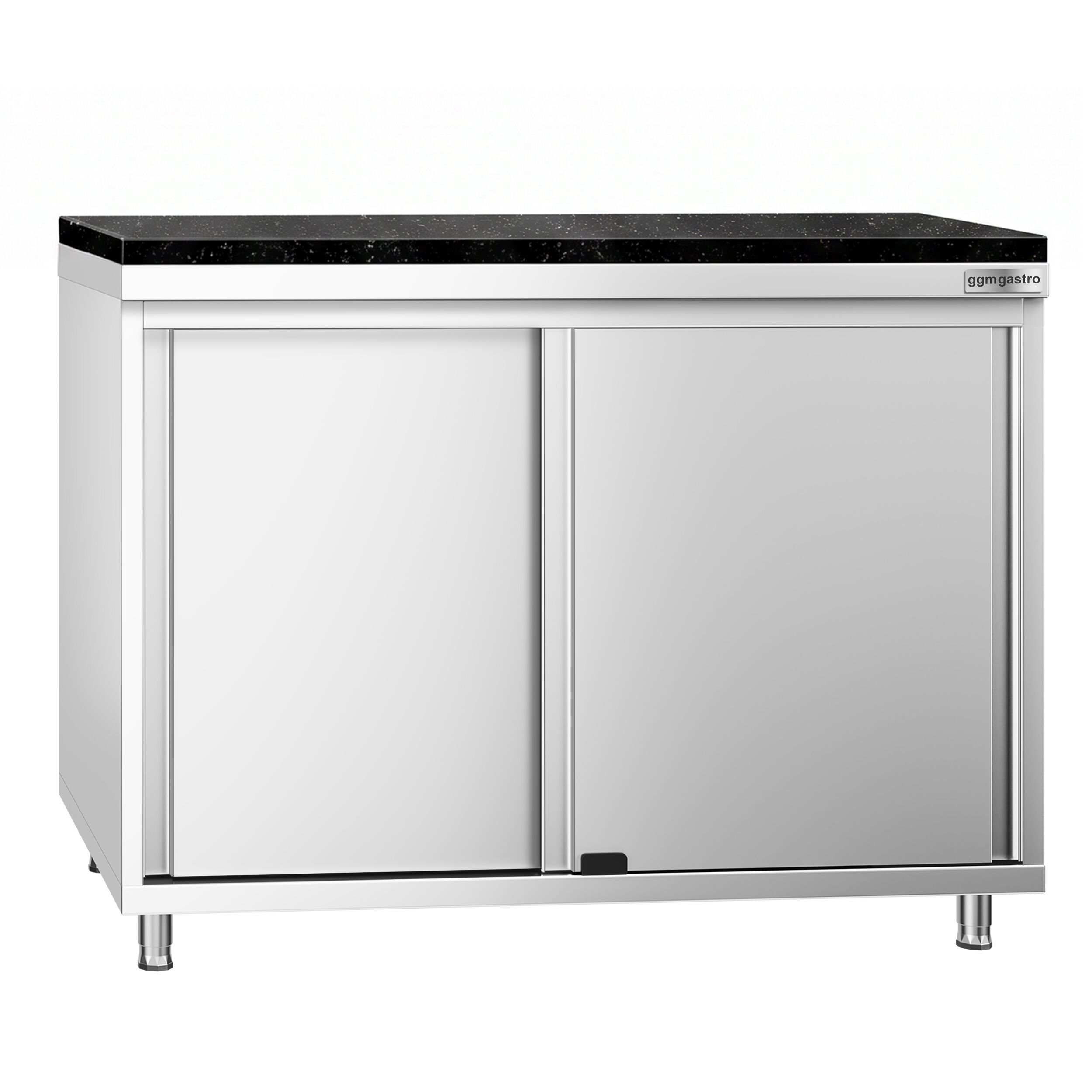 Roestvrijstalen werkkast PREMIUM - 1000 x 600 mm - met schuifdeur - incl. granieten werkblad