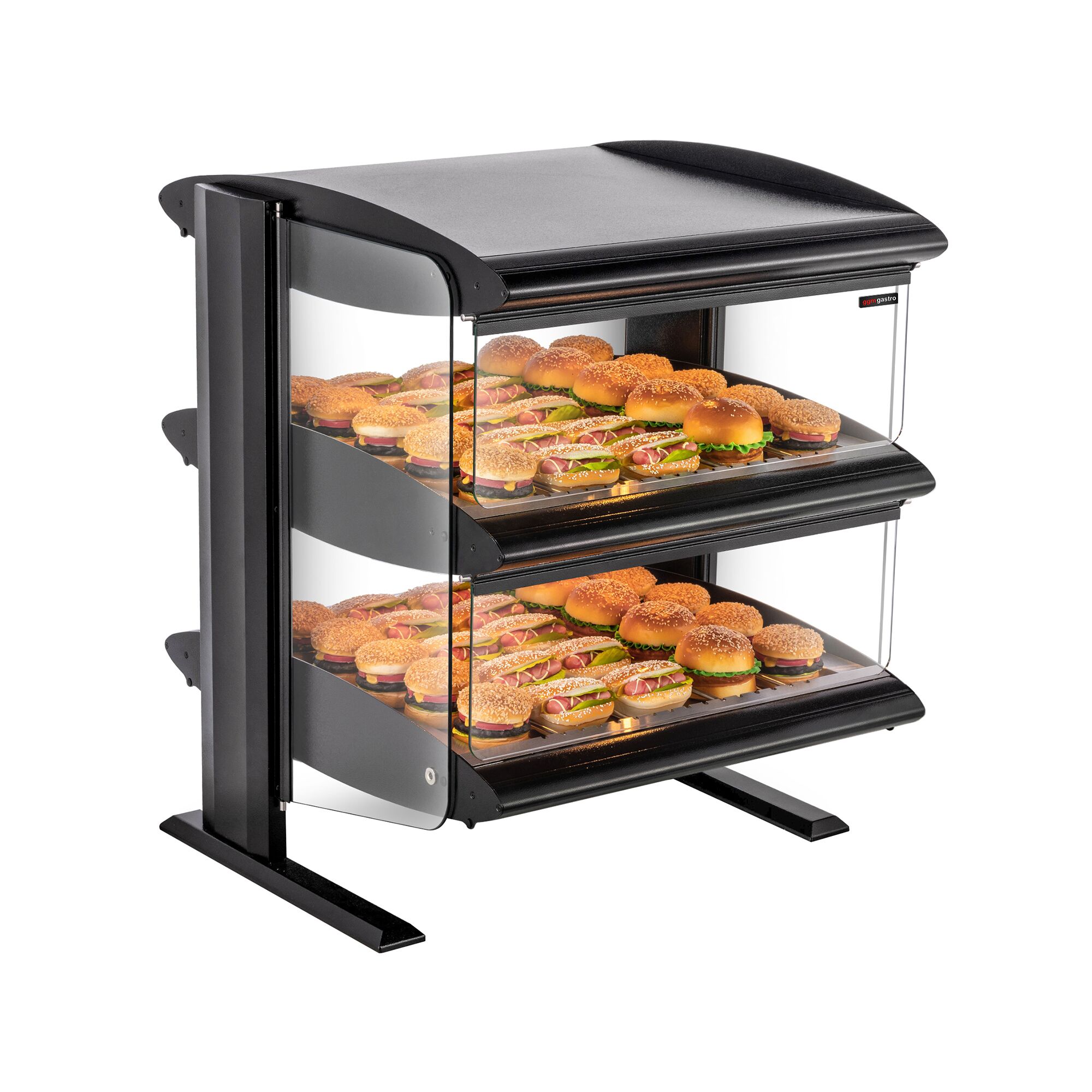 Vitrine chauffante – 710 mm – 1,02 kW – avec 2 étagères – réglable séparément