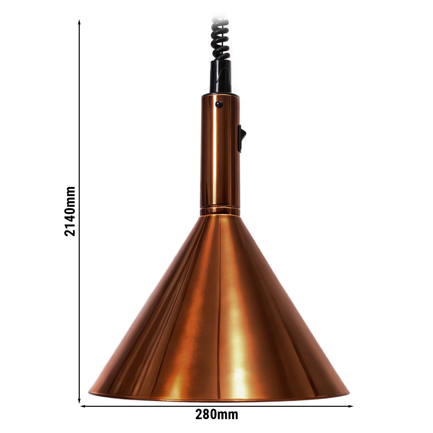 Buffet Infrared Heat Lamp - Retractable - Diameter 280mm - 250W - E27 - Cord 600–1800mm - Copper