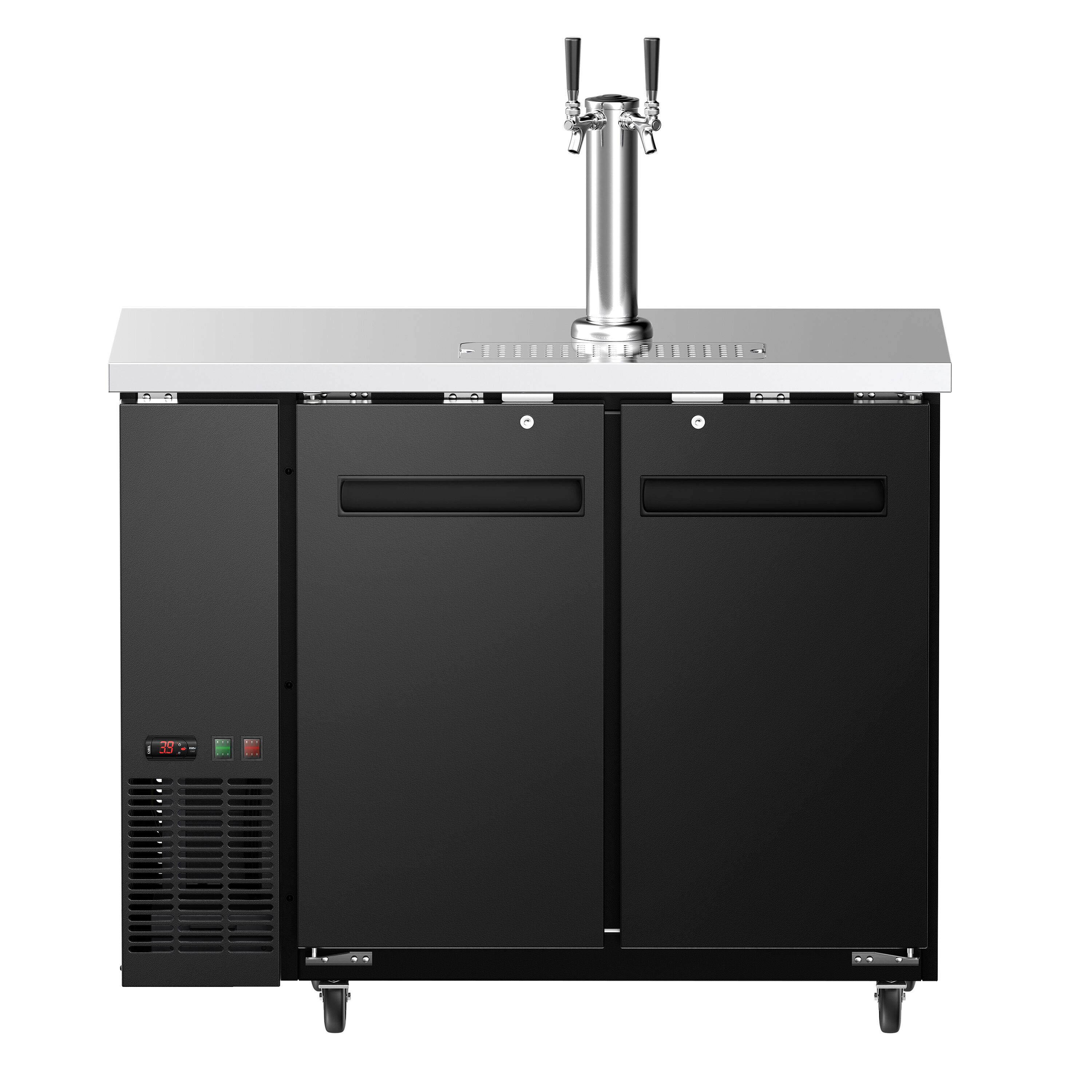 Tireuse à bière professionnelle - 2x 50L fûts - 2 robinets - 1240x620mm - 2 portes pleines