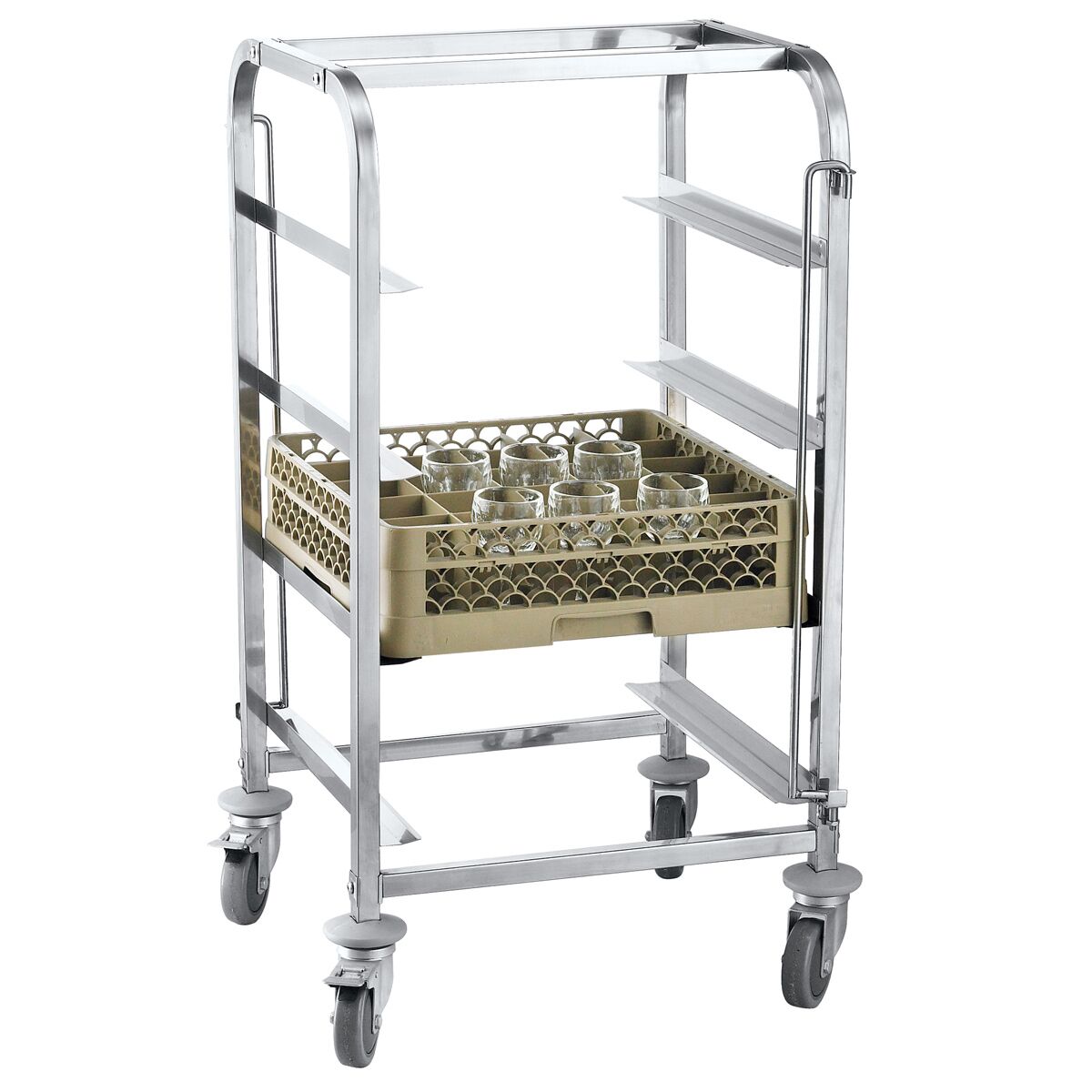 Edelstahl Geschirrkorbwagen - für 4 Körbe Korbmaß: 400x400mm
