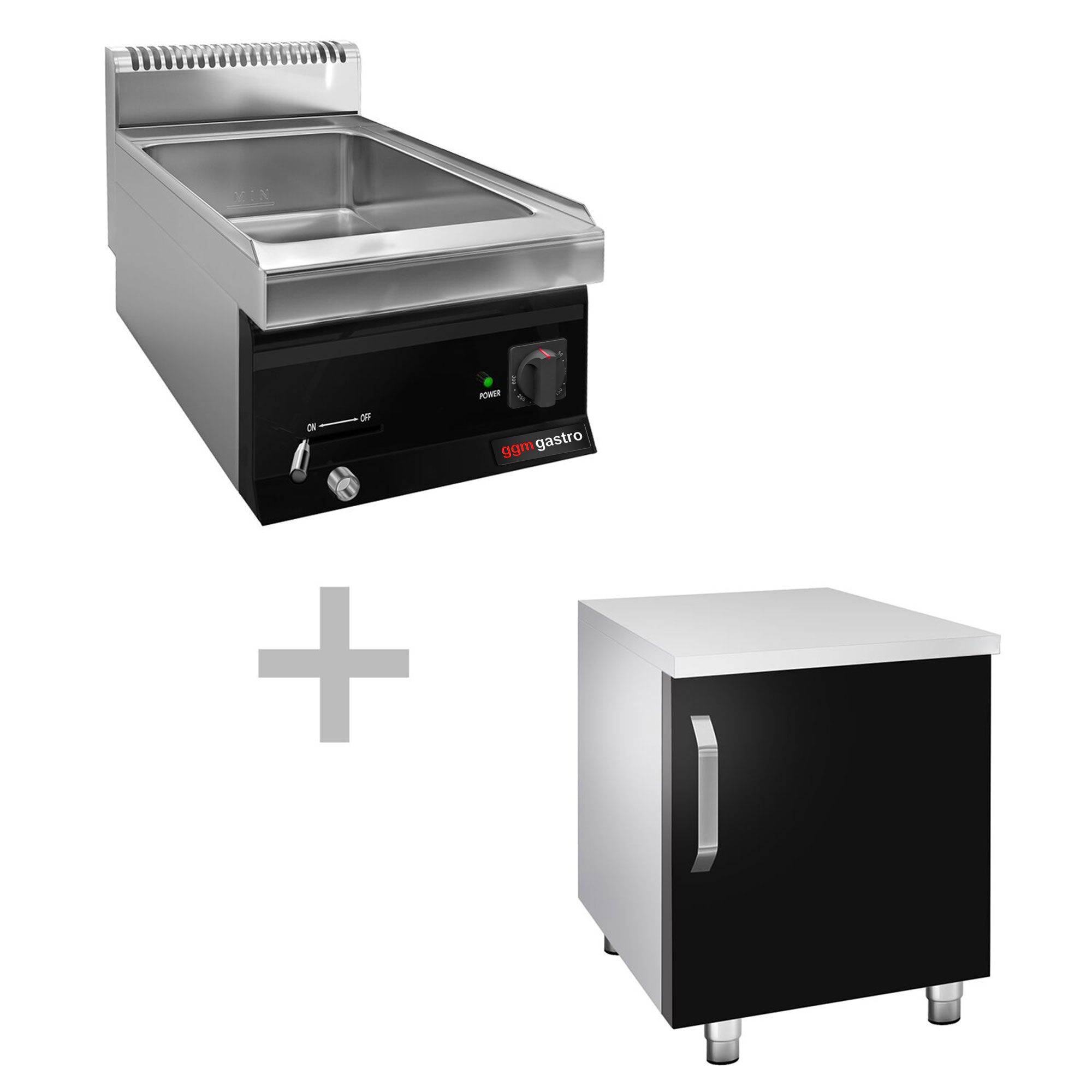 Bain-marie électrique – 1,2 kW – 1 × GN 1/1 – avec soubassement incluant 1 porte