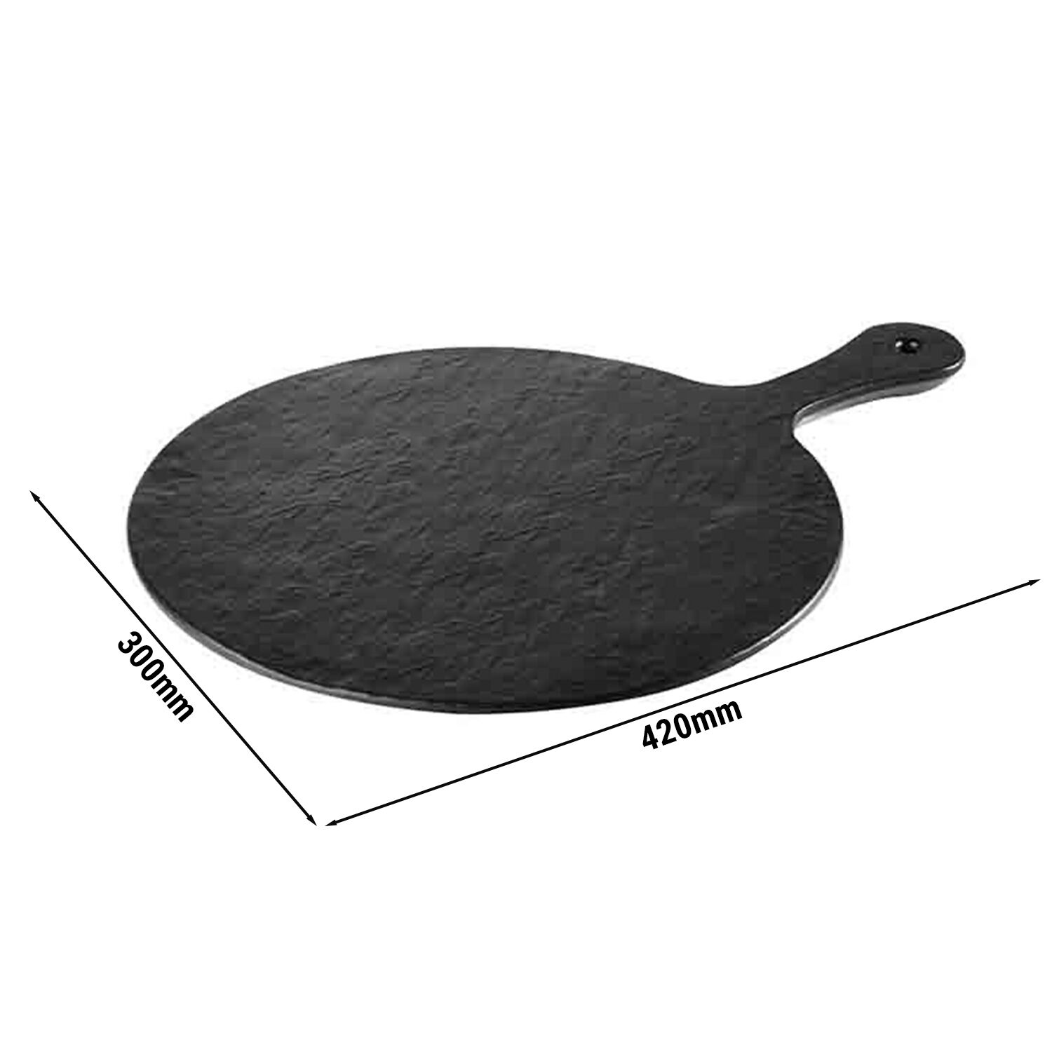 (6 pcs) Plateau de présentation - SLATE ROCK - Mélamine - 420x300mm - Hauteur:15mm - Noir - empilable, compatible lave-vaisselle
