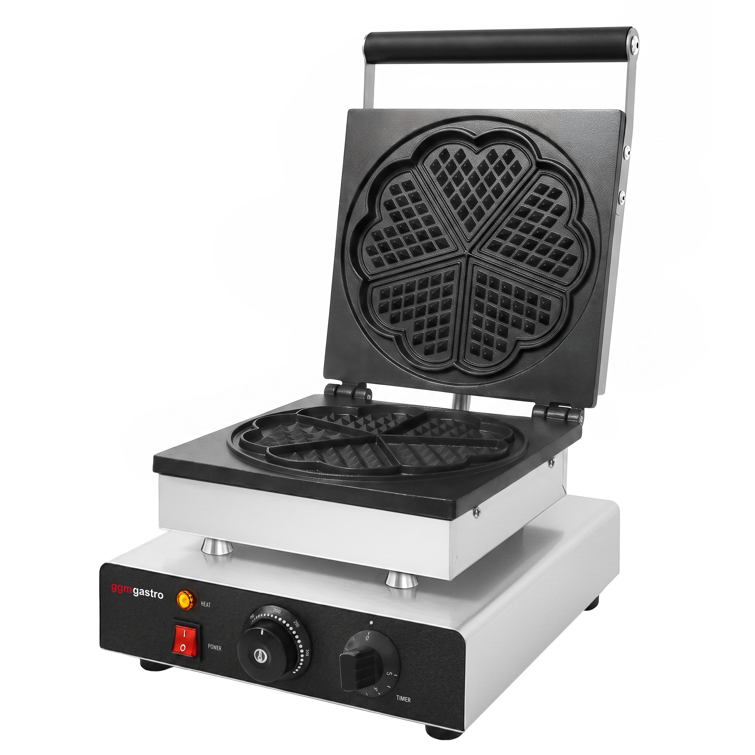 Waffle iron - Single - Manual - 1,75 kW - Shape: Heart flower - Teflon-coated baking plates