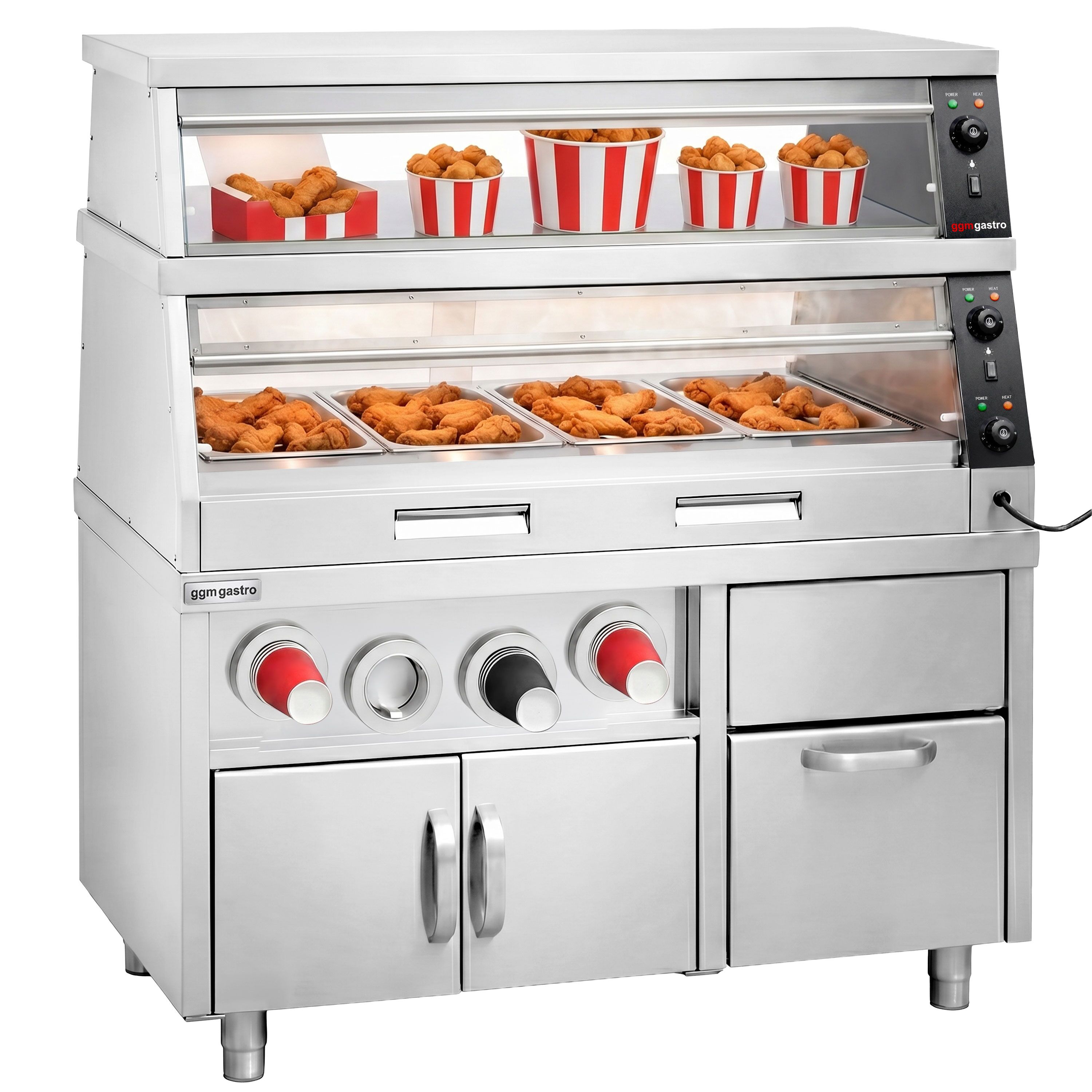 Commercial Heated Display Cabinet – 1500 mm – for 4 × GN 1/1 – Individually Adjustable – 3.5 kW