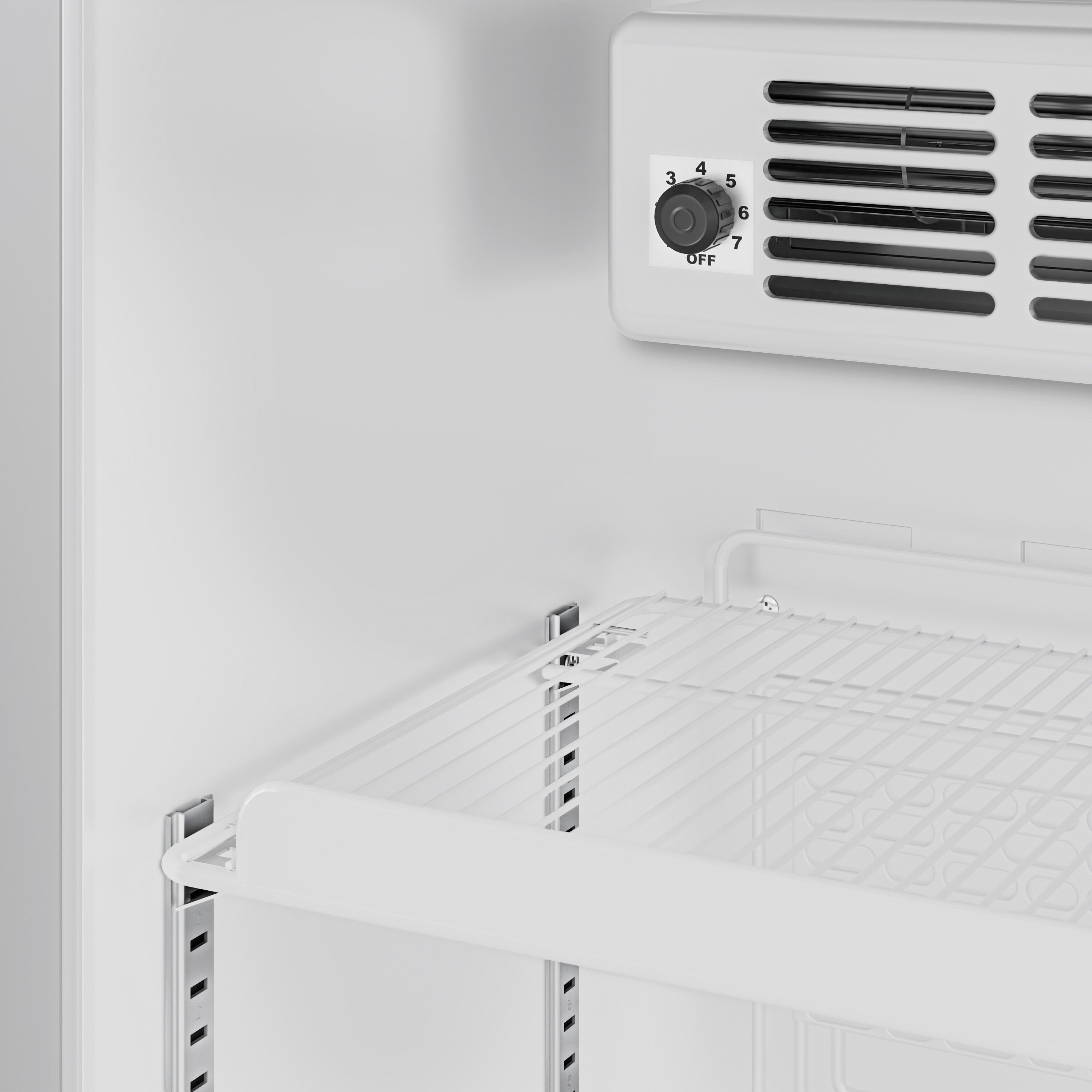 Commercial Beverage Display Fridge with Illuminated Canopy - 435mm - 145 Litres - with 1 hinged glass door - LED lighting - Grey - Temperature range 1 to 10 °C