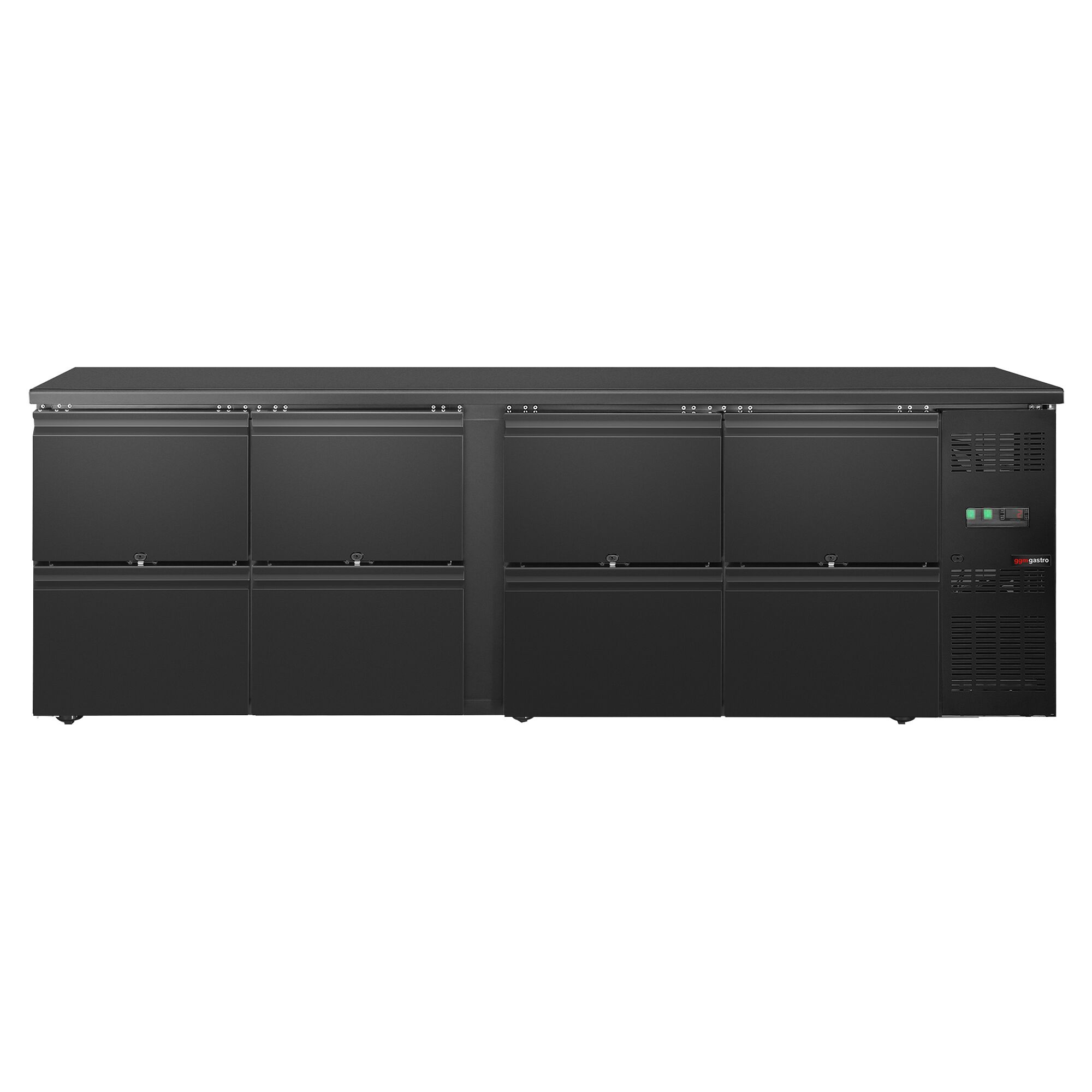 Commercial Back Bar Bottle Cooler ECO - 2542x513mm - with 8 Drawers - Black