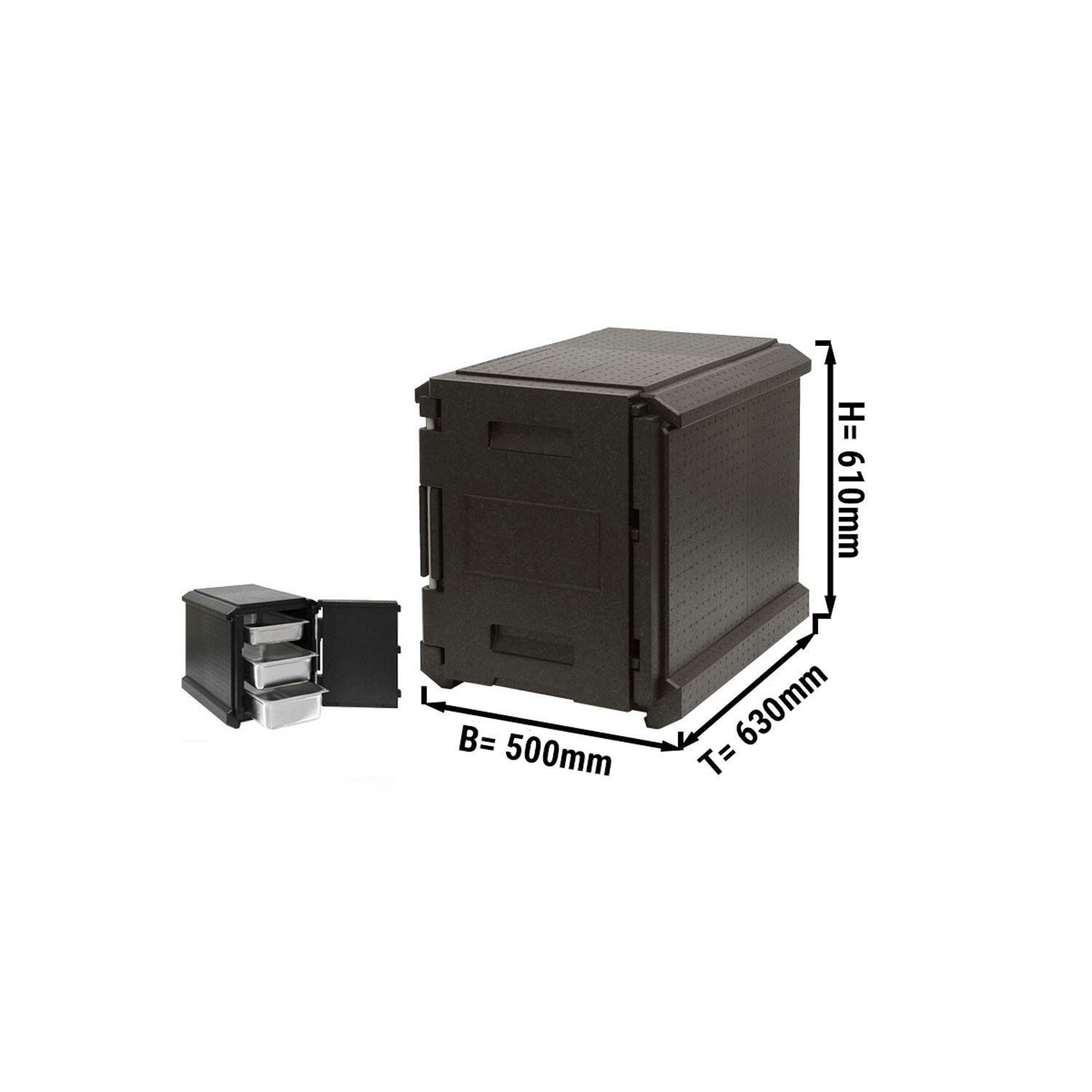 Thermobox - Front loading - GN 1/1 - 83L - 500x650x610mm - for 1/1 GN containers