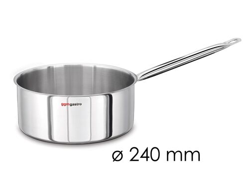 Stiel-Kasserolle - Edelstahl - 5 Liter - Ø 240mm - Höhe: 105mm - Induktionsgeeignet