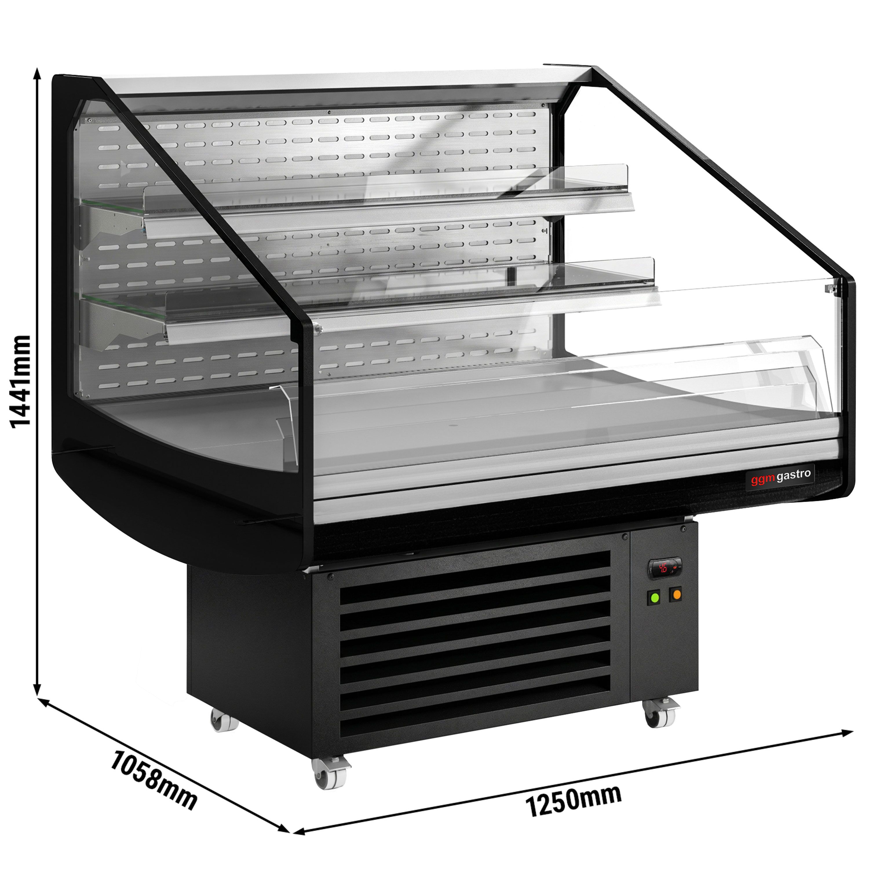 Commercial Island Chiller - 1250x1058x1441mm - 230 Litres - 2 Shelves - Black