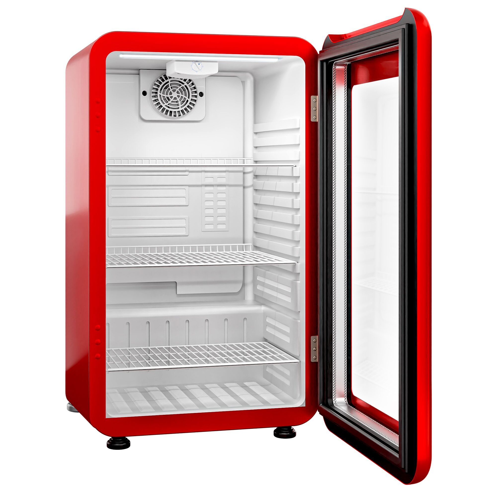 Minibar - 495mm - 113L - avec 1 porte en verre - Rouge - double vitrage, porte réversible
