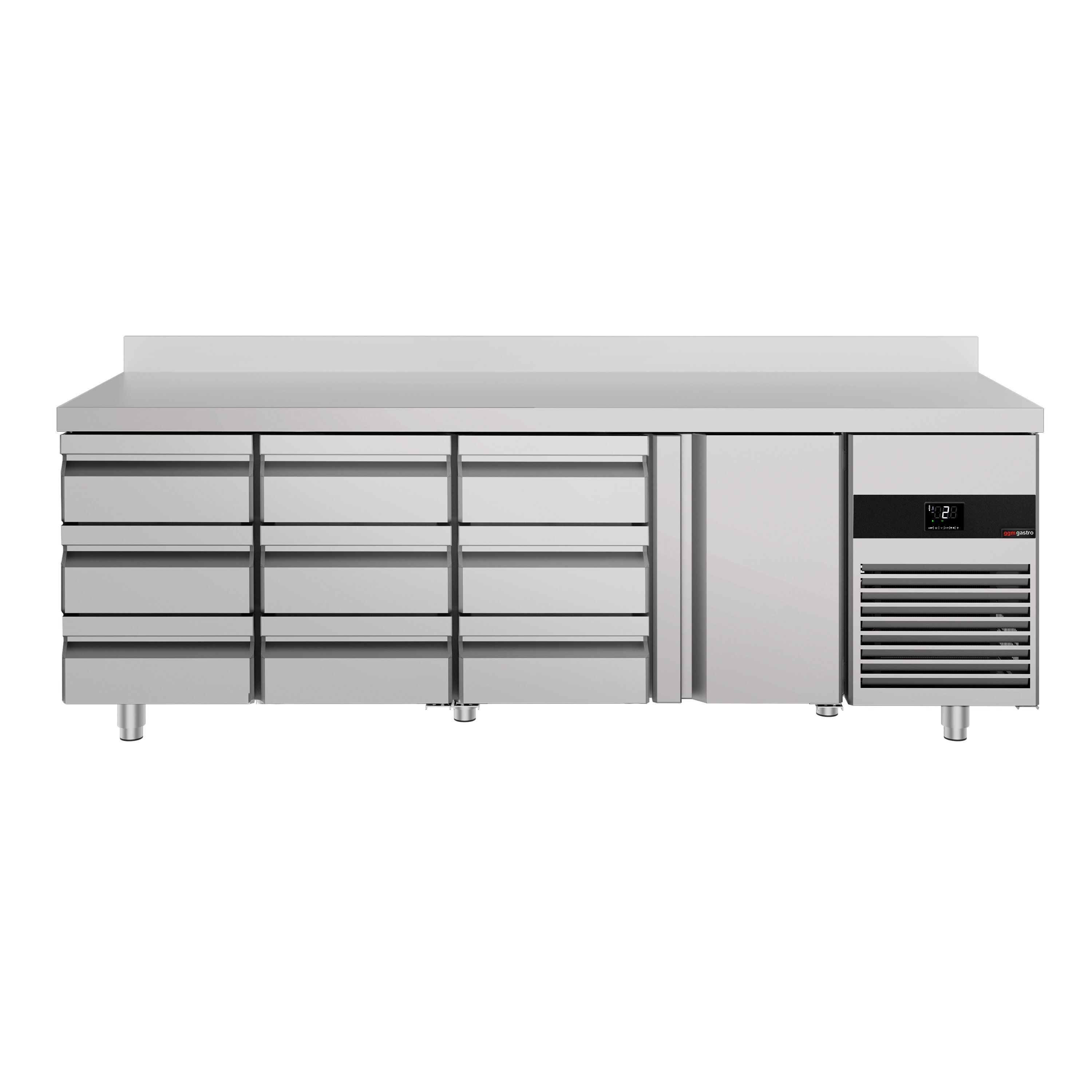 Table réfrigérée PREMIUM - 2330 x 700 mm - avec 1 porte - 9 tiroirs - avec dosseret