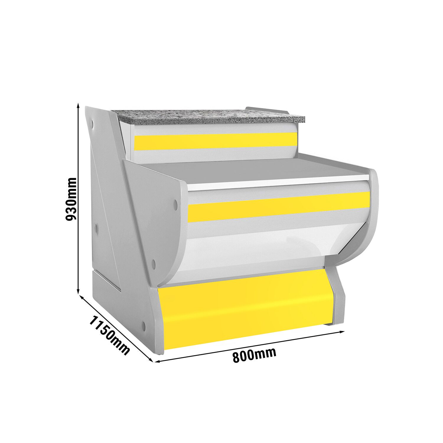 Kassentisch - 800mm - Frontblende Gelb
