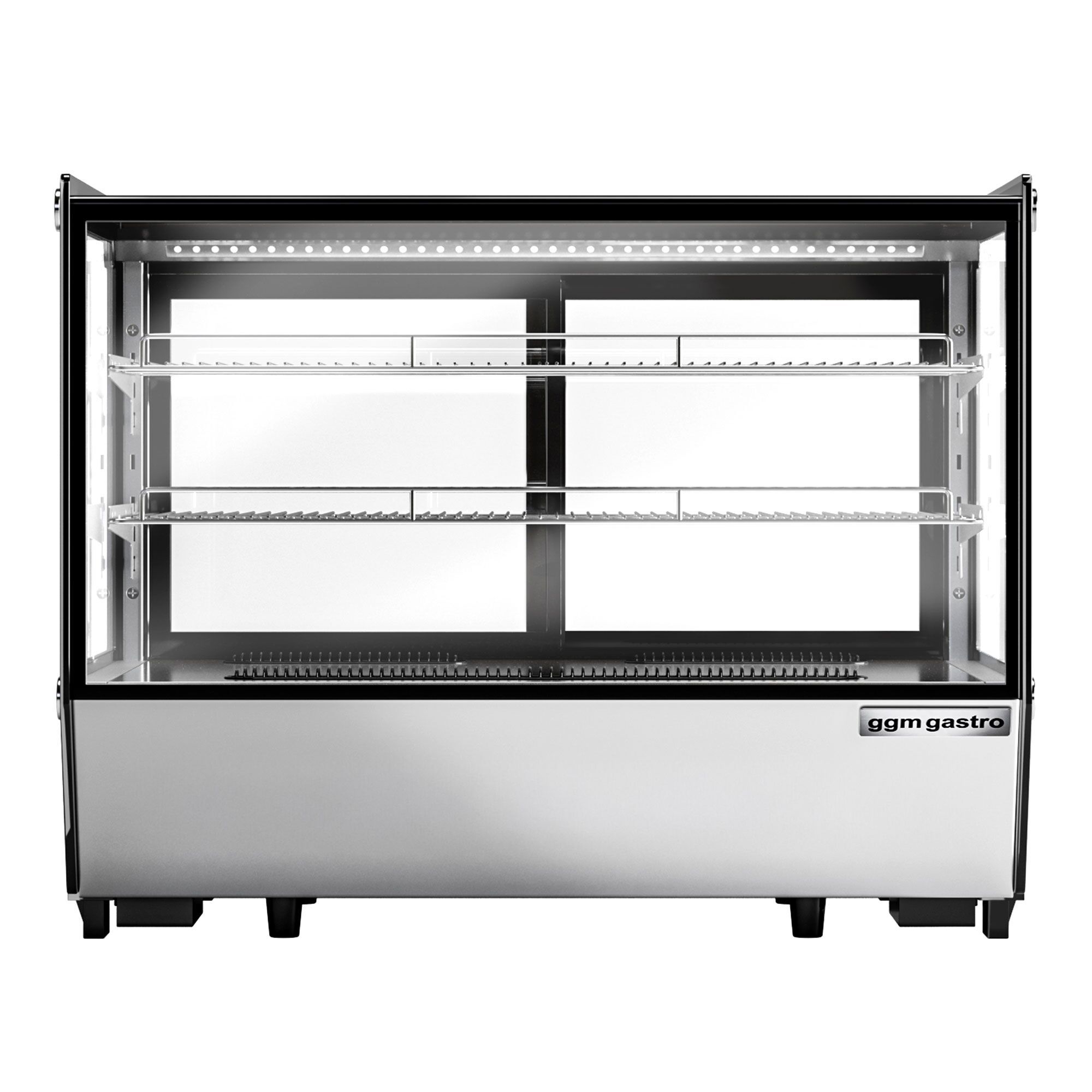 Vitrine réfrigérée de table - 160L - 880mm - Double vitrage - avec 2 étagères en verre - portes coulissantes vitrées arrière - pour pâtisseries