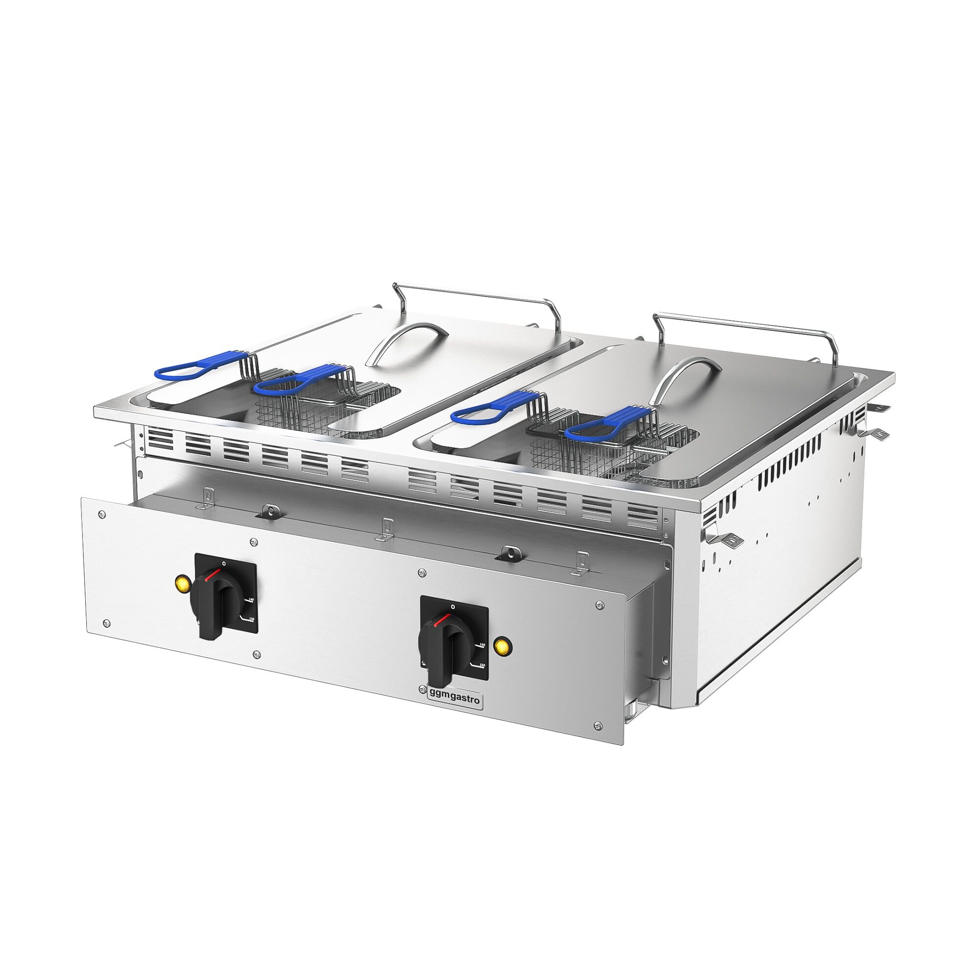 Friteuse double électrique professionnelle encastrable - 13+13L - 24kW - avec robinet de vidange