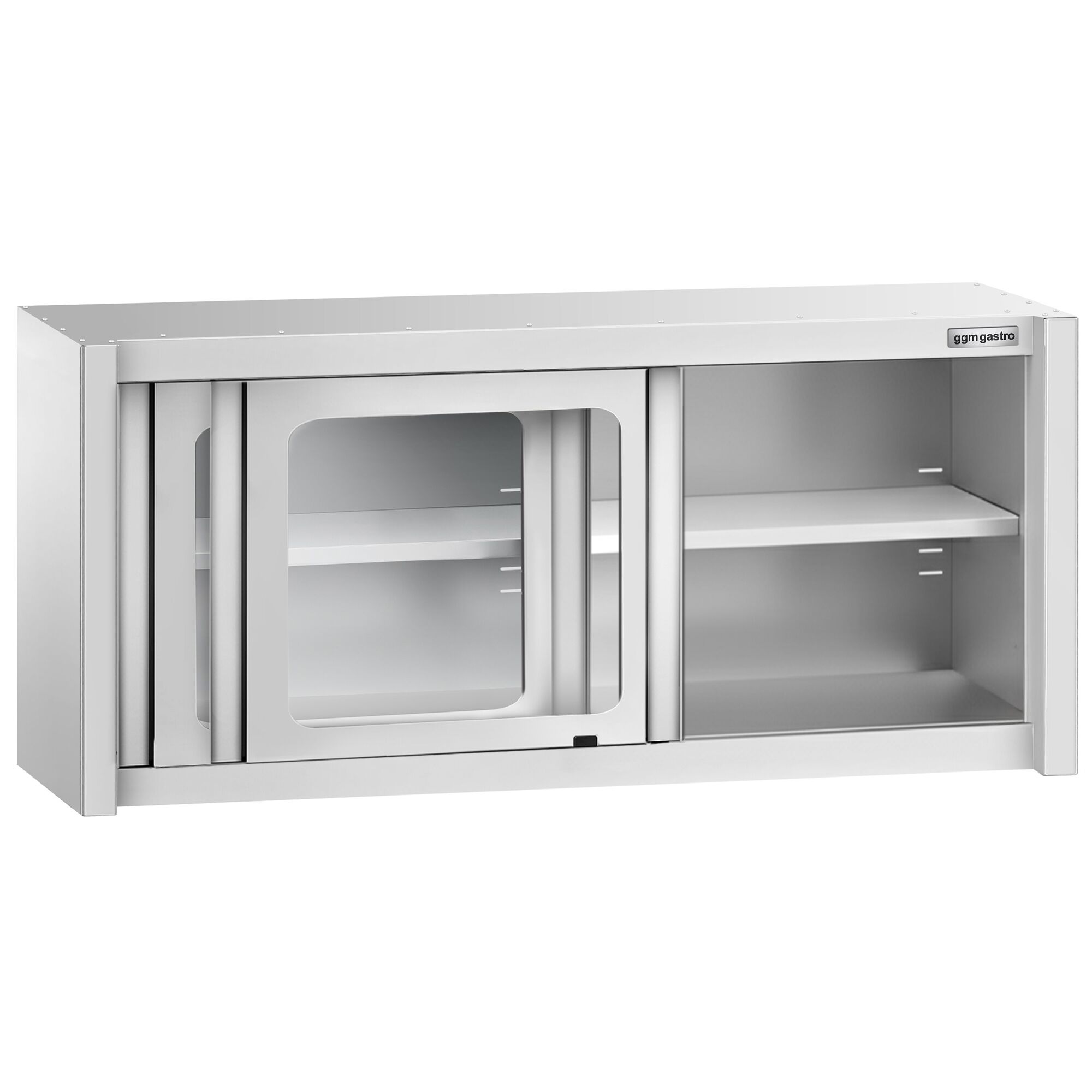 Armoire murale en acier inoxydable - 1400x400mm - avec portes coulissantes vitrées - 650mm de haut