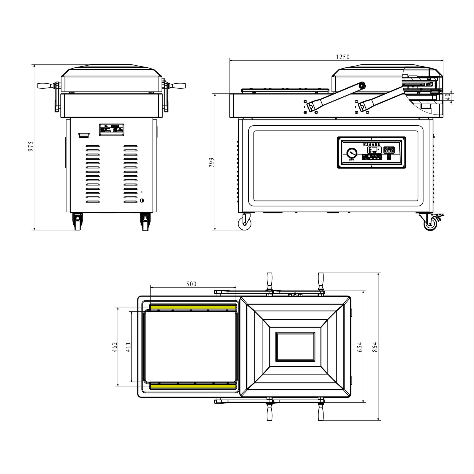 Machine sous vide à double cloche – 2 × 20 m³/h – 2 × 750 watts