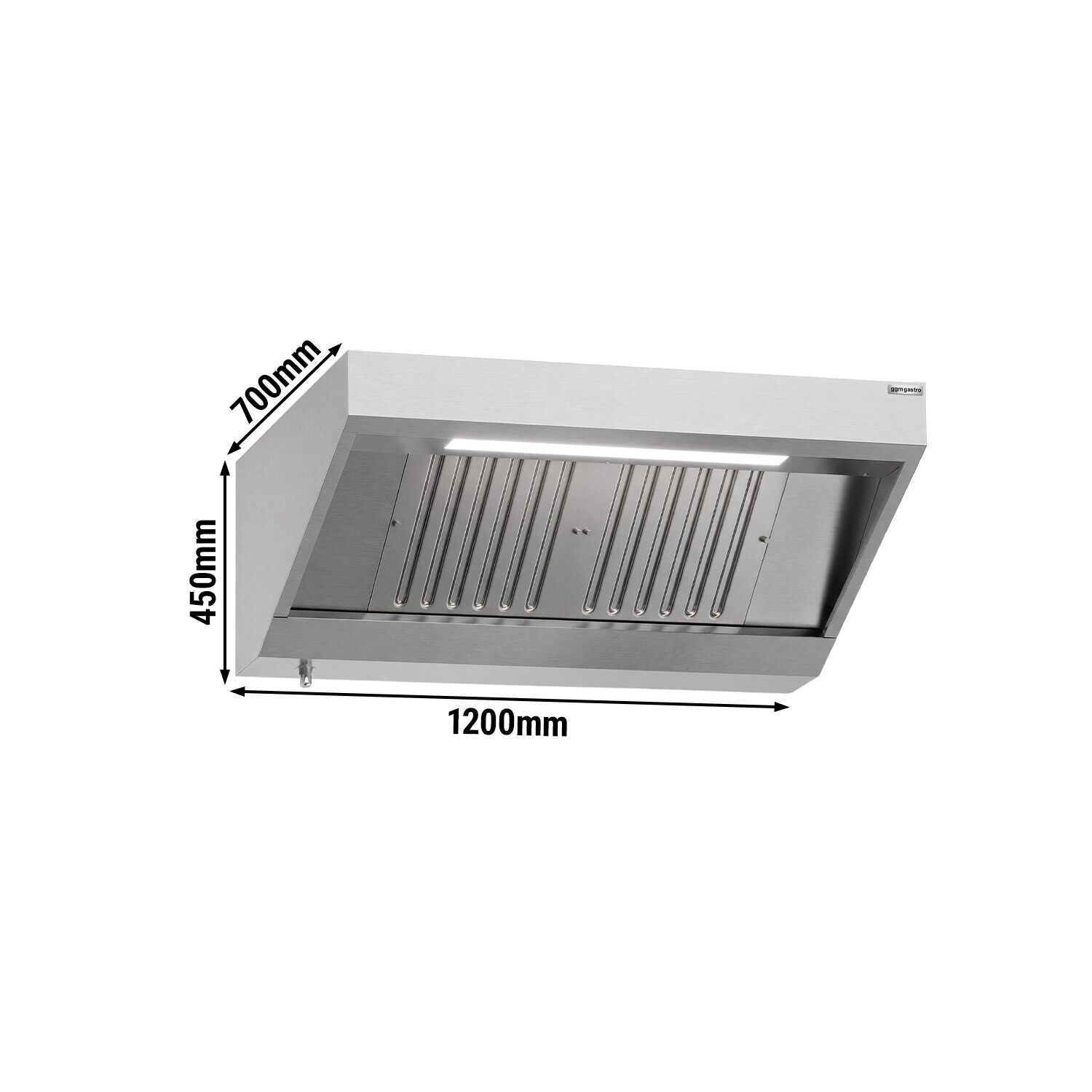 Hotte murale – 1200 mm – avec filtre et éclairage