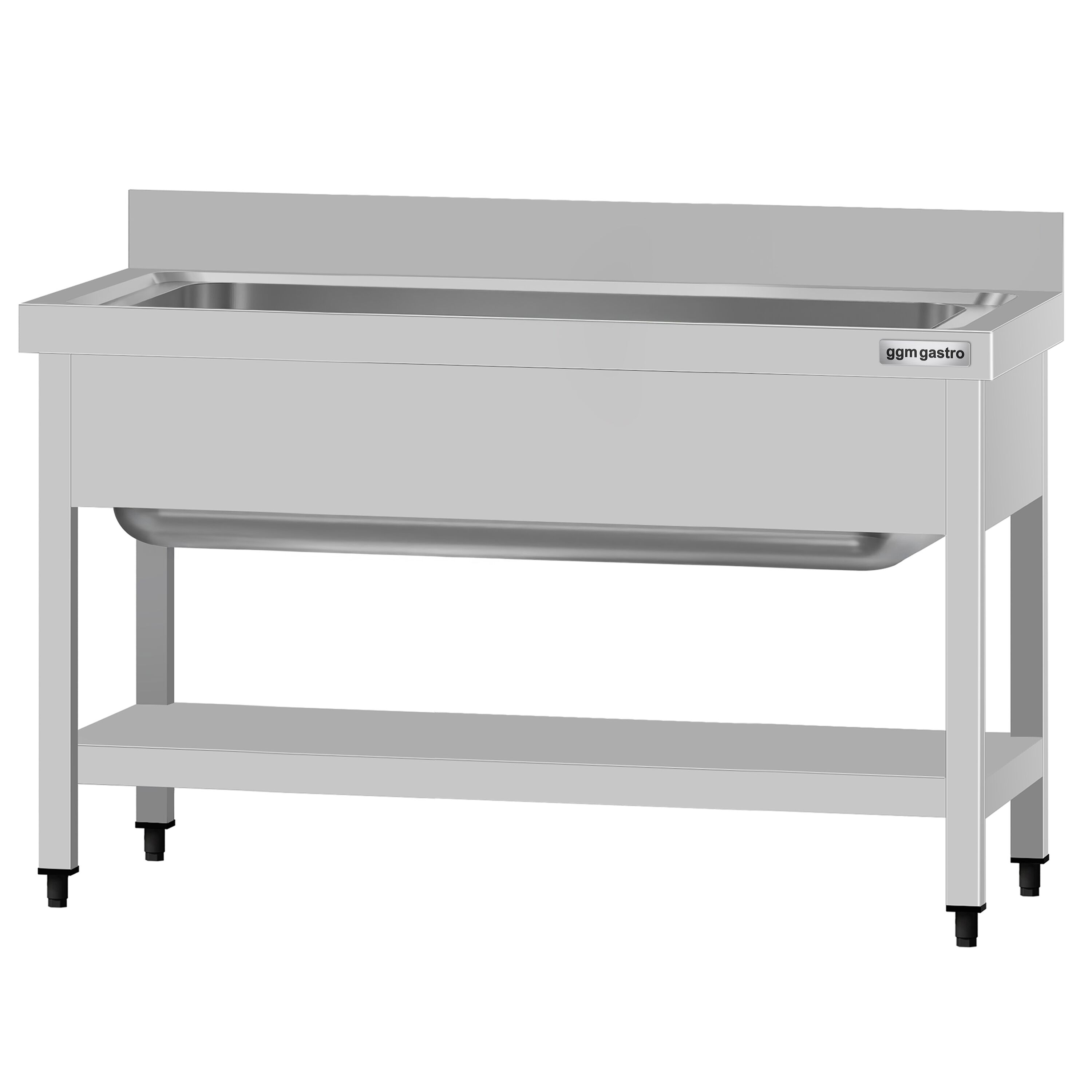 Plonge à marmites en inox ECO - 1200x700mm - avec étagère basse & 1 bac